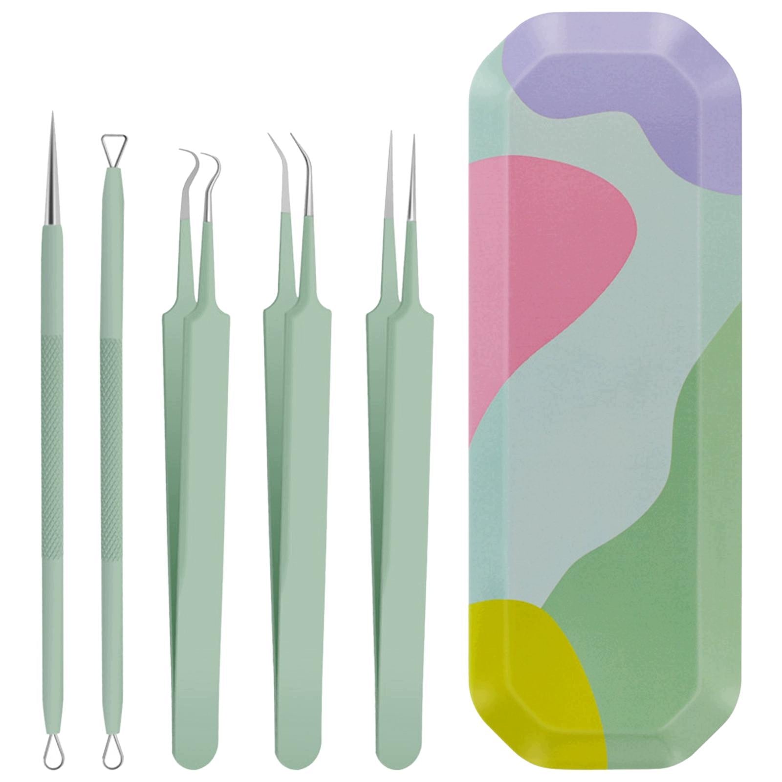 5Pcs Acne Blackhead Removal Kit with Storage Box Portable Case Face Green