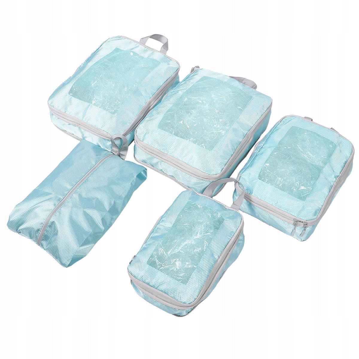 5Pcs Durable Polyester Travel Organizer Bags Compression Packing Cubes Set