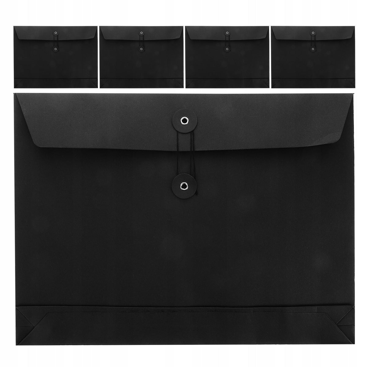 5Pcs Office Kraft Paper Envelopes Durable Black File Organizer Set