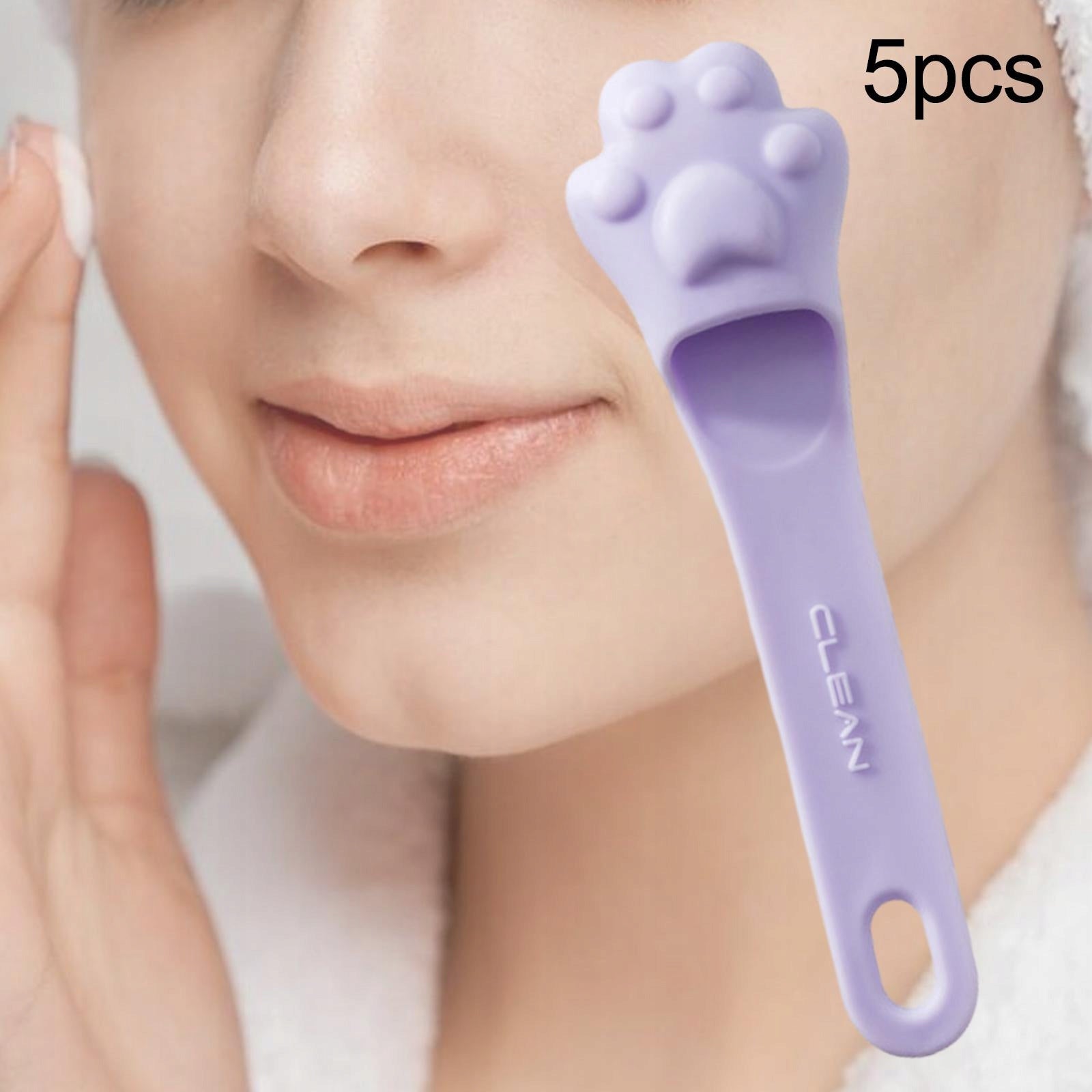 5Pcs Silicone Facial Cleansing Brush Beauty Tool Nose Pore Wash Violet