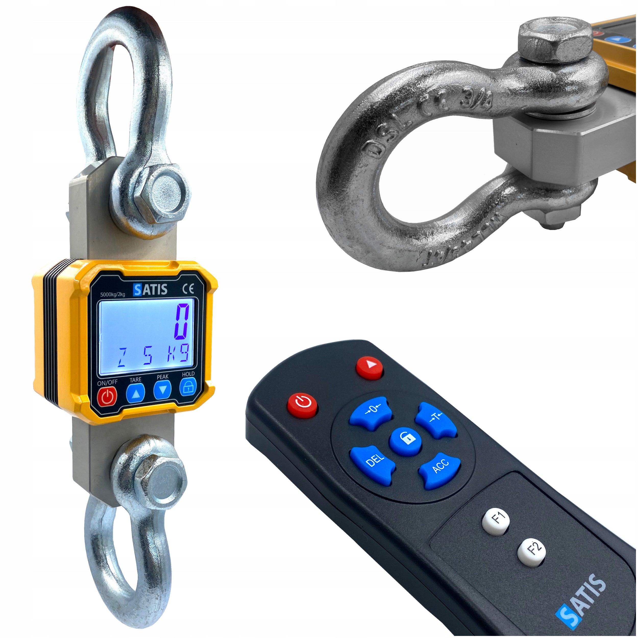 5T 5000KG ELECTRONIC BATTERY OPERATED HOOK SCALE + INDUSTRIAL REMOTE CONTROL