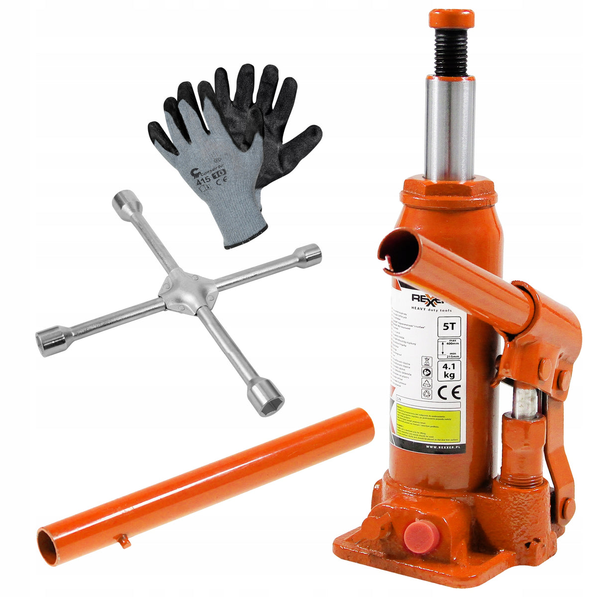 5T BOLLARD LIFT SET + CROSS WRENCH + WORK GLOVES