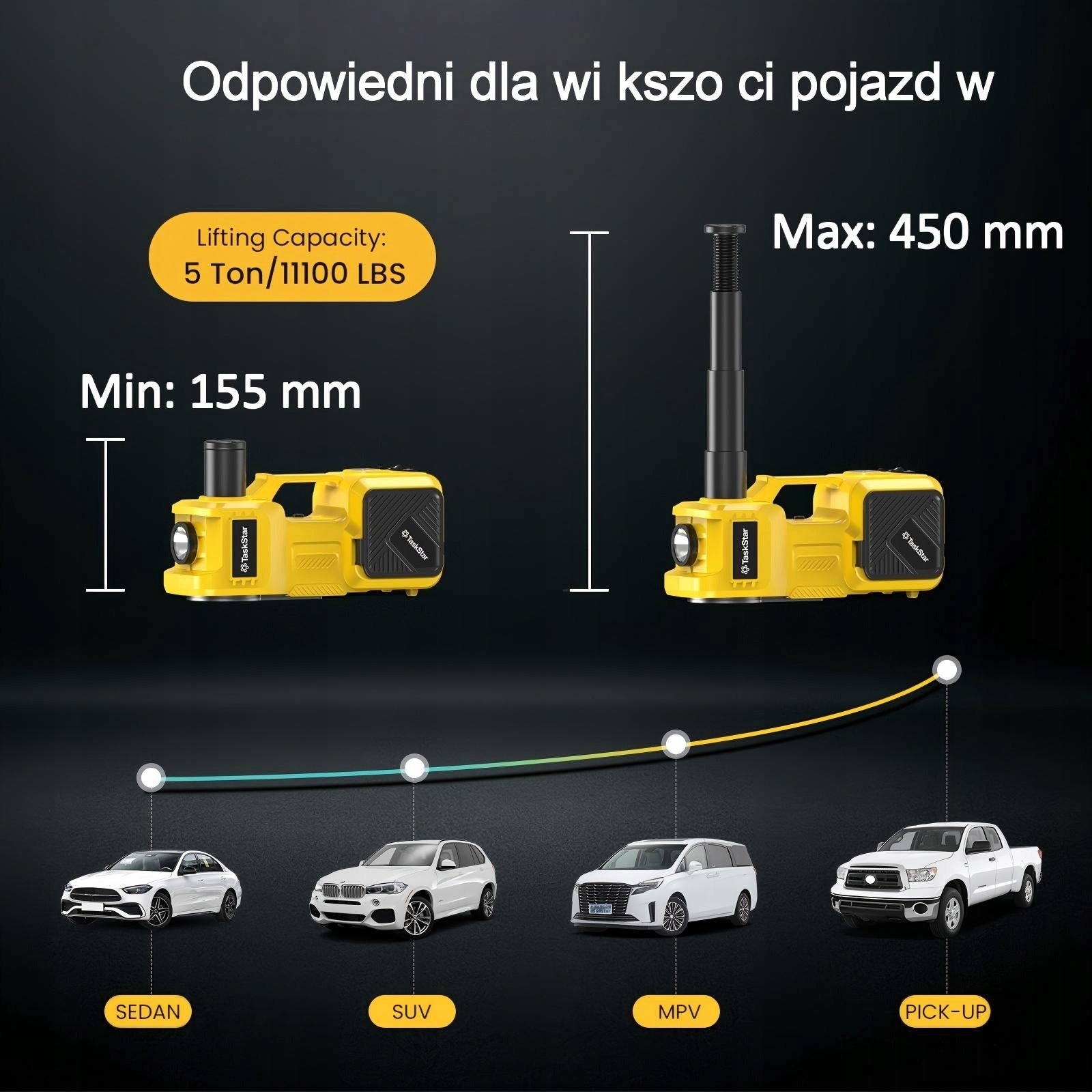 5T CAR LIFT with 155-450mm Compressor with Impact Wrench Manufacturer code CP7B00183EU