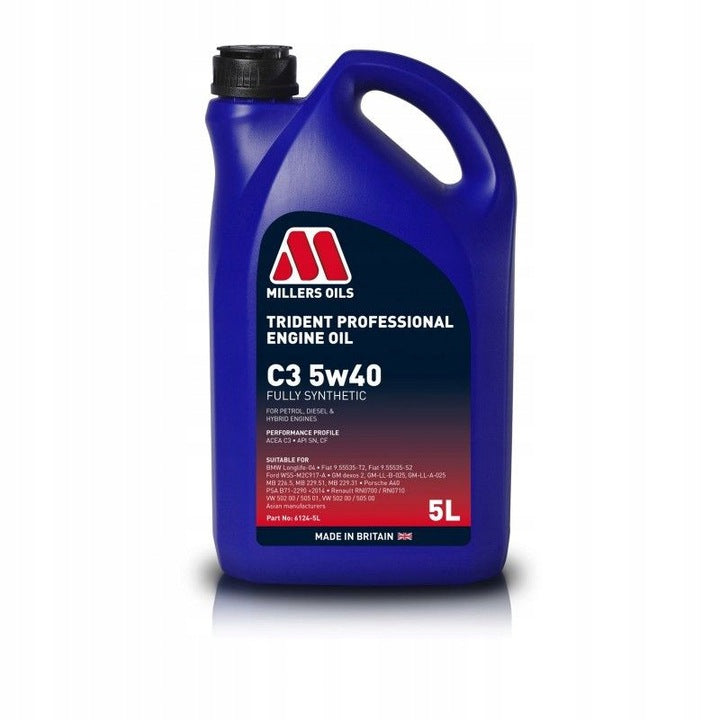 5W-40 TRIDENT PROFESSIONAL C3 5L ENGINE OIL BY MILLERS Packaging volume 5 l