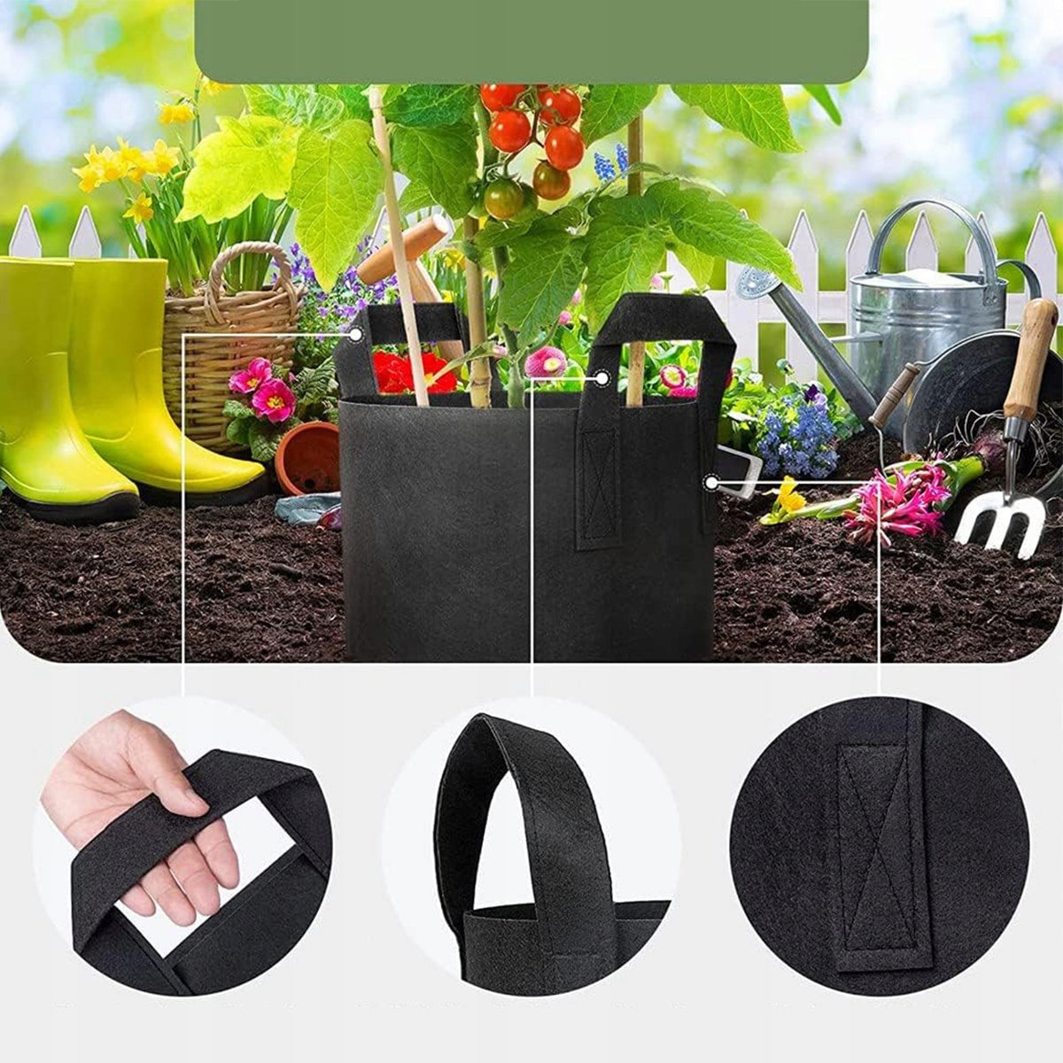 5X BAG PLANTING BAG 20L VEGETABLE TOMATOES PLANTER SEEDLINGS Product width 25 cm