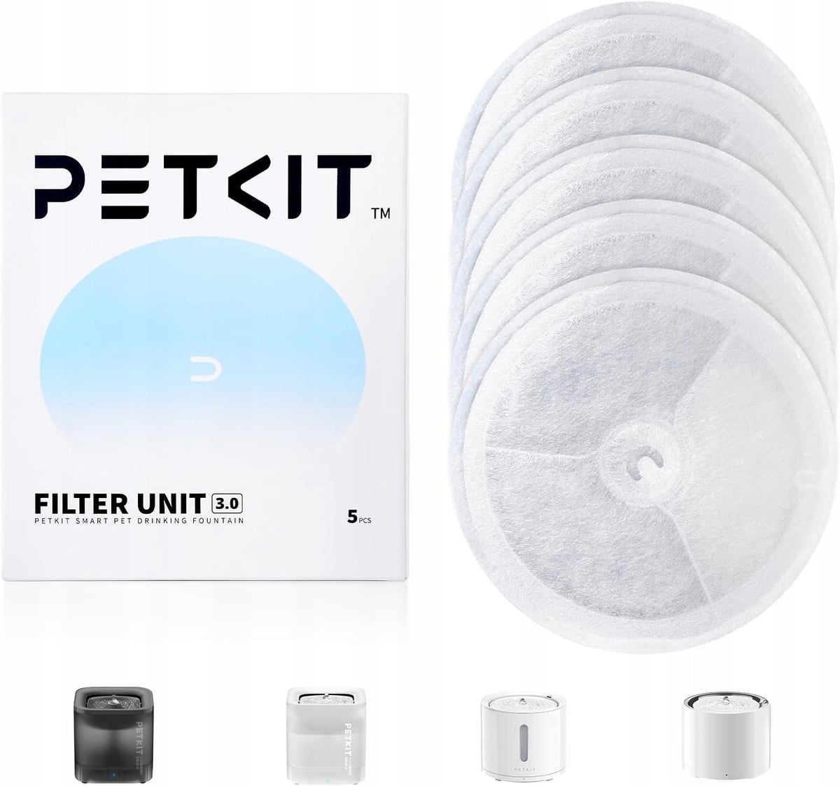 5X FILTERS FOR FOUNTAIN EVERSWEET 2/3 CYBERTIAL REPLACEMENT FOR CAT FILTER