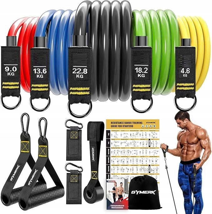 5X RESISTANCE BAND 4.6 - 22,8 KG FOR STRENGTH TRAINING WITH CARRYING BAG