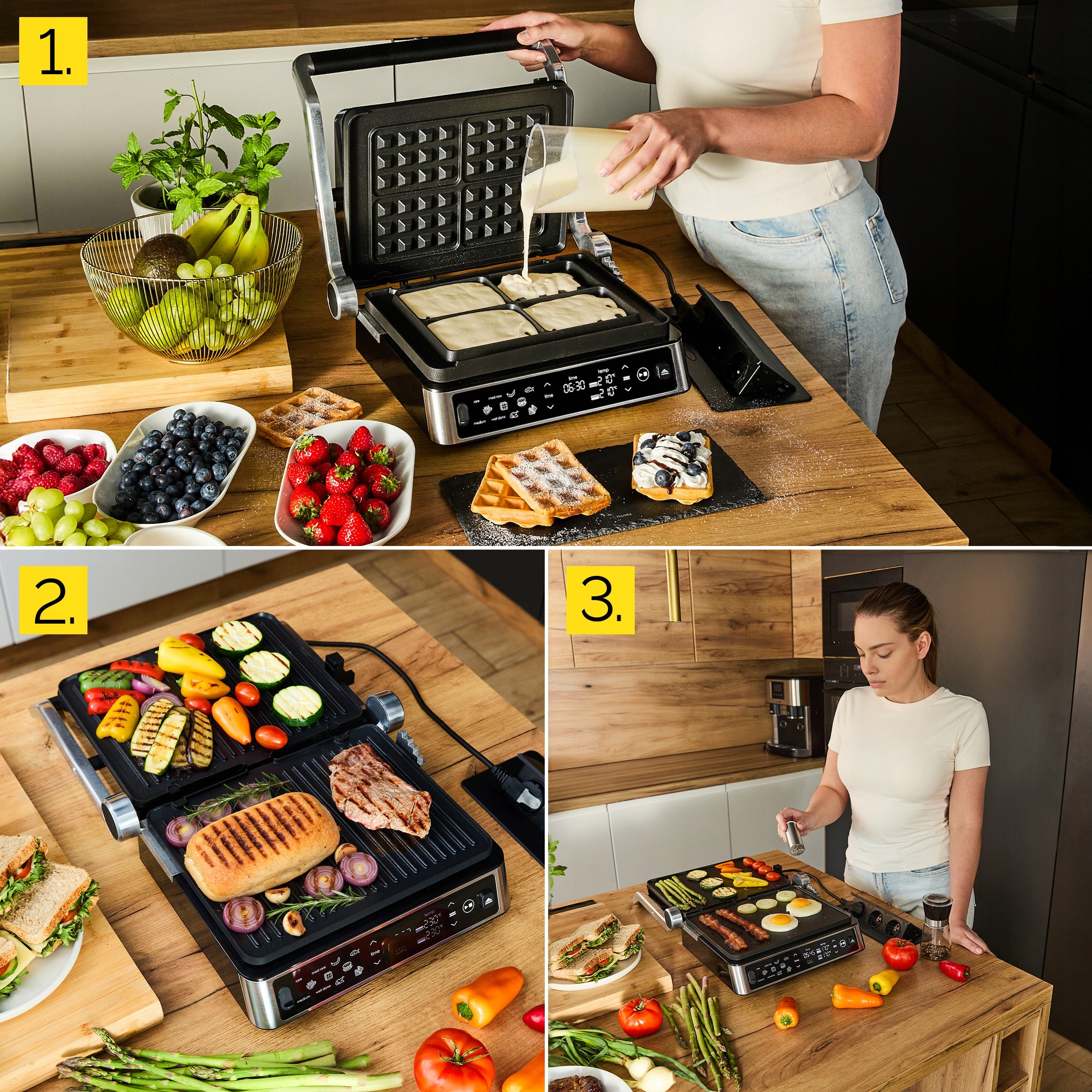5in1 Electric Contact Grill Yoer 2200W Automatic +THERMOSONDA Dominant color black