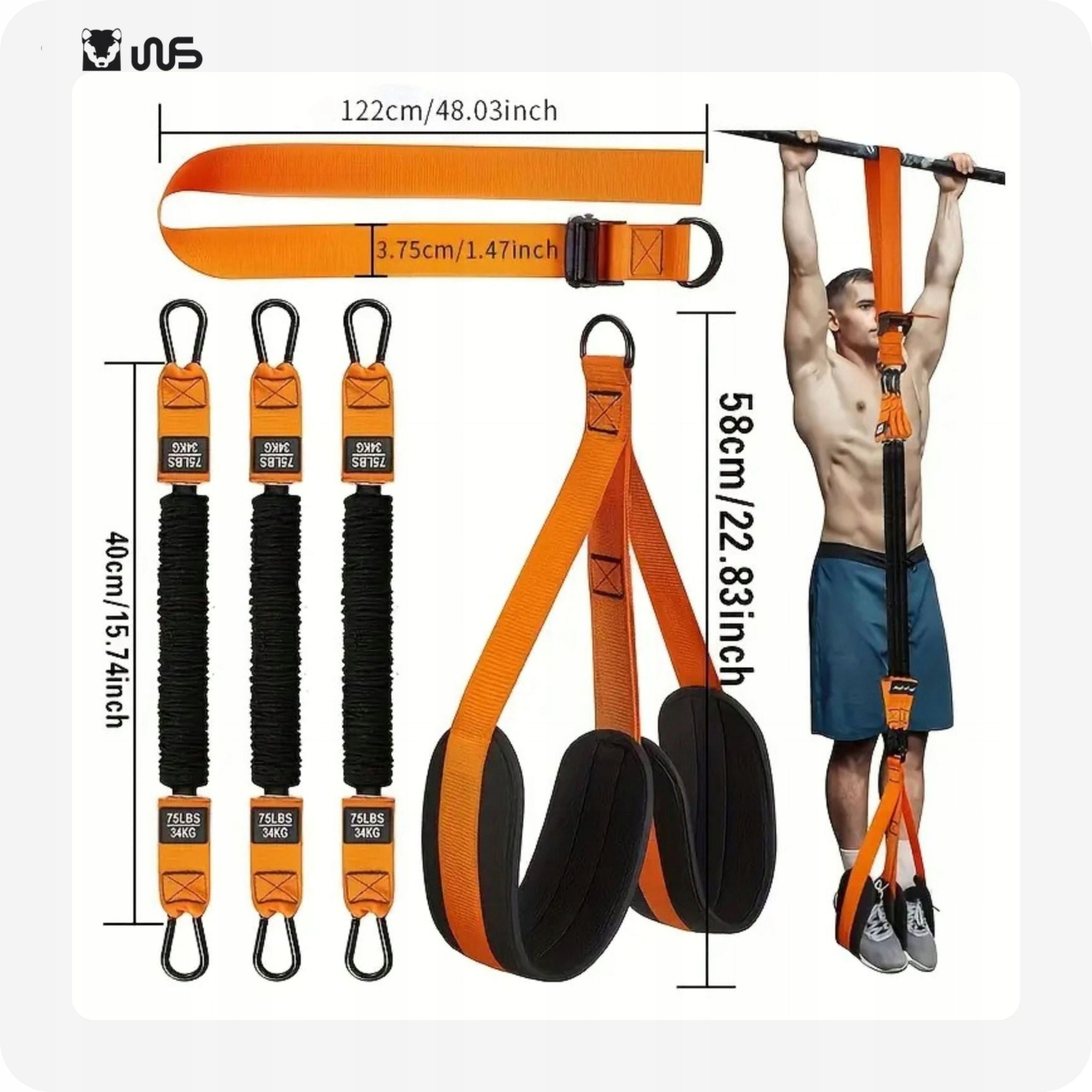 5in1 Resistance Bands Exercise Pull-Up Kit with Your Own Fitness Body Brand WS