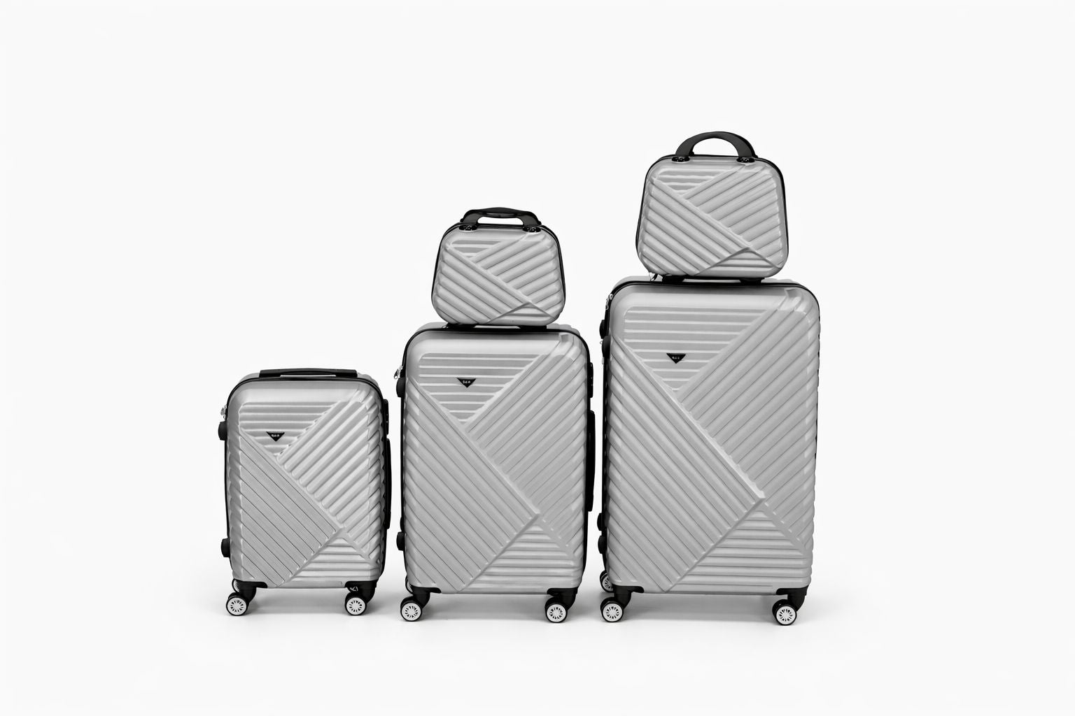 5in1 TRAVEL SUITCASE SET – SILVER LUXURY SET ON WHEELS Packaging status original