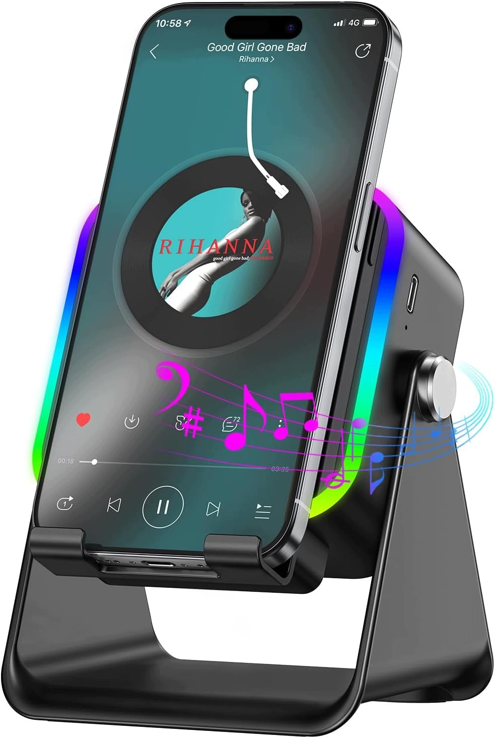 5in1 induction speaker with Bluetooth 5.3 RGB 5000 mAh phone stand Packaging status original