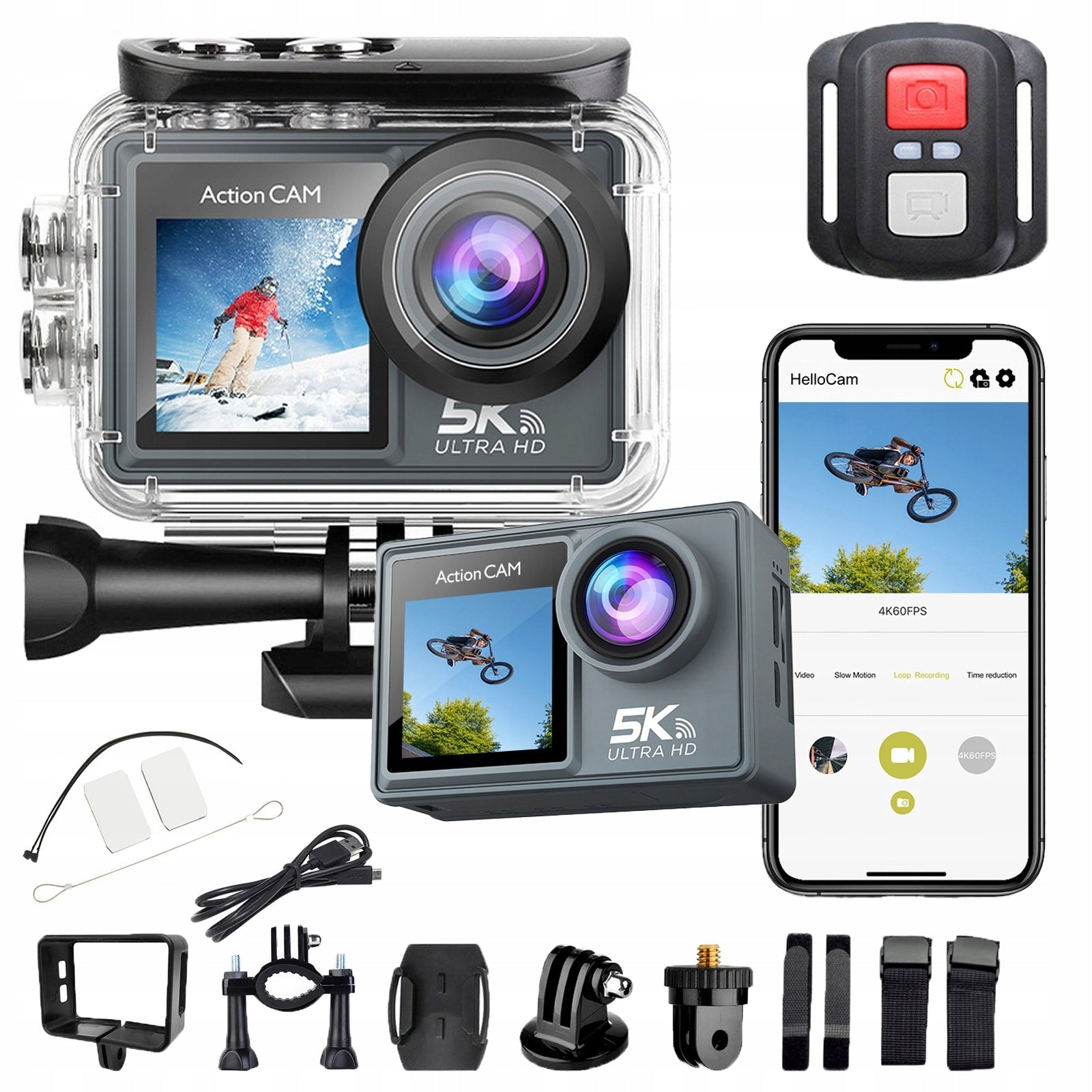5k ultra high definition sports camera M40TR,Bdual screen design,64GB