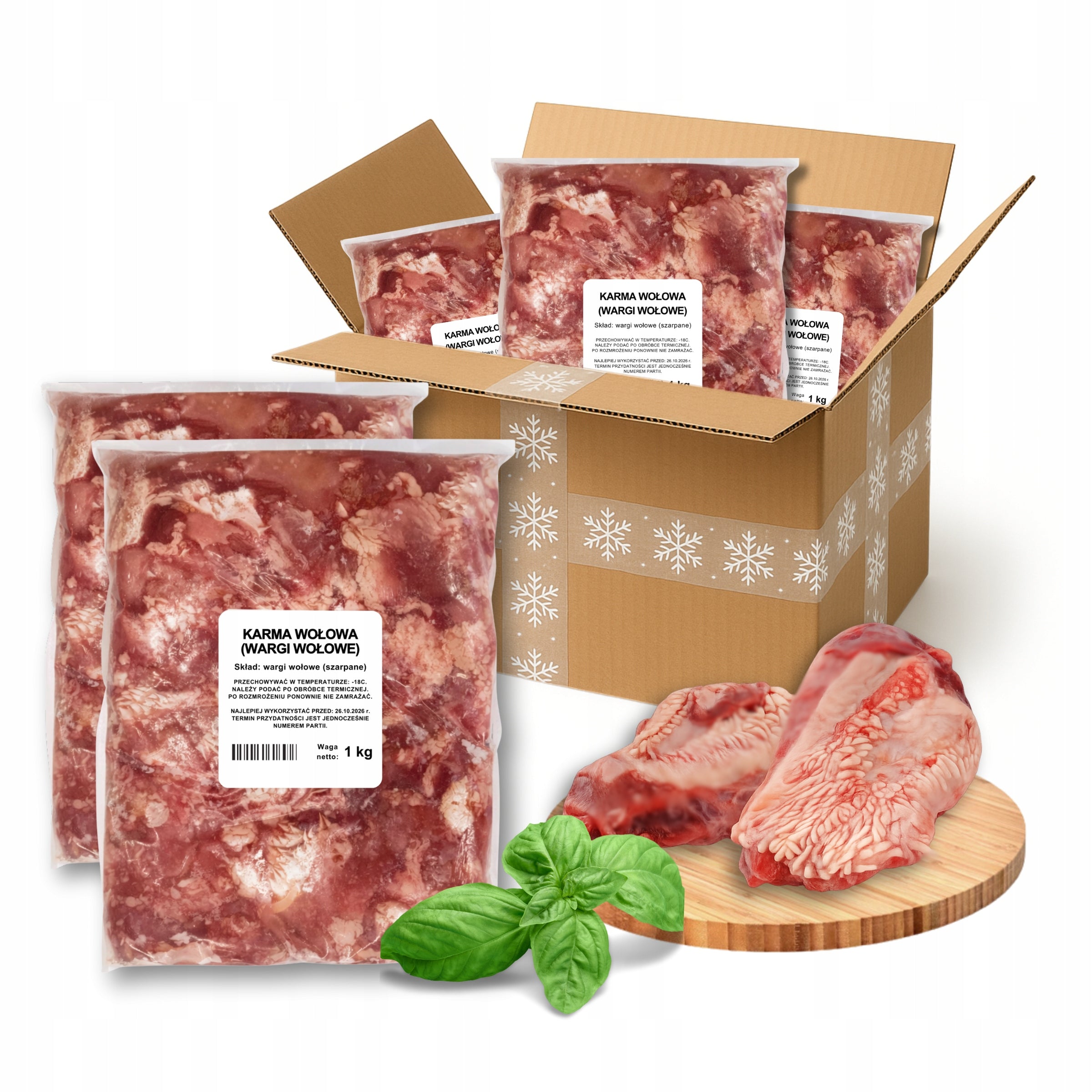 5kg BEEF LIPS jerky frozen food 100% beef for dog BARF Dyzio