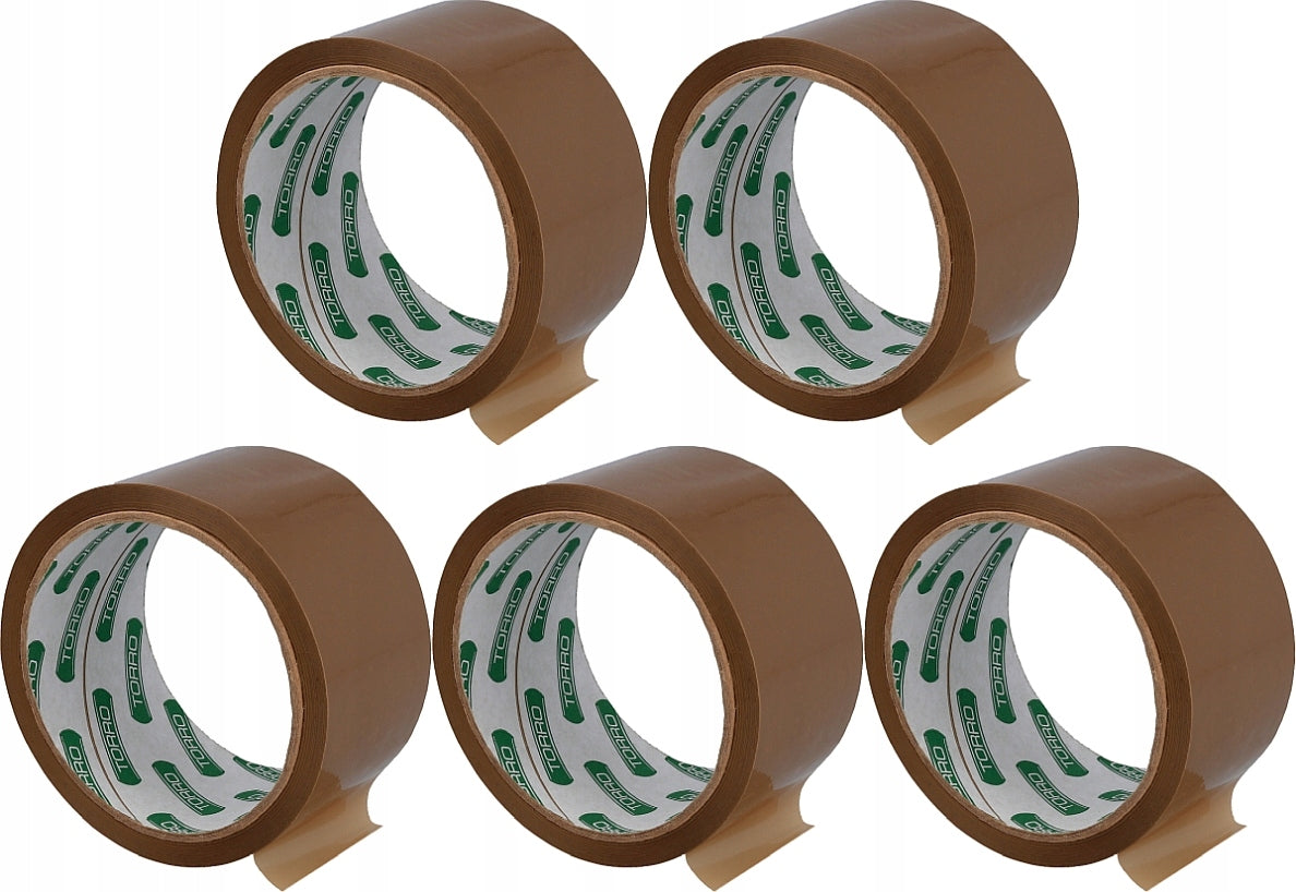 5pcs PACKING TAPE BROWN PACKAGING TAPE RUBBER BOPP 48mm 50yd