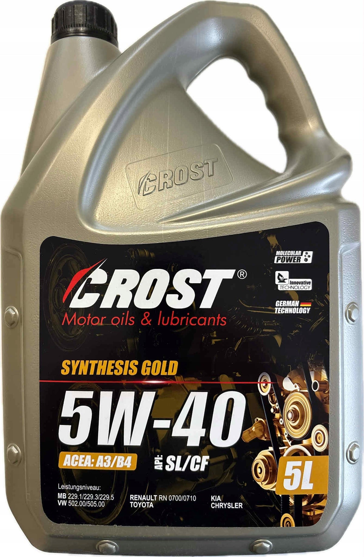 5w40 Synthesis Gold ACEA A3/B4 API SL/CF SYNTHETIC Oil CROST 5L