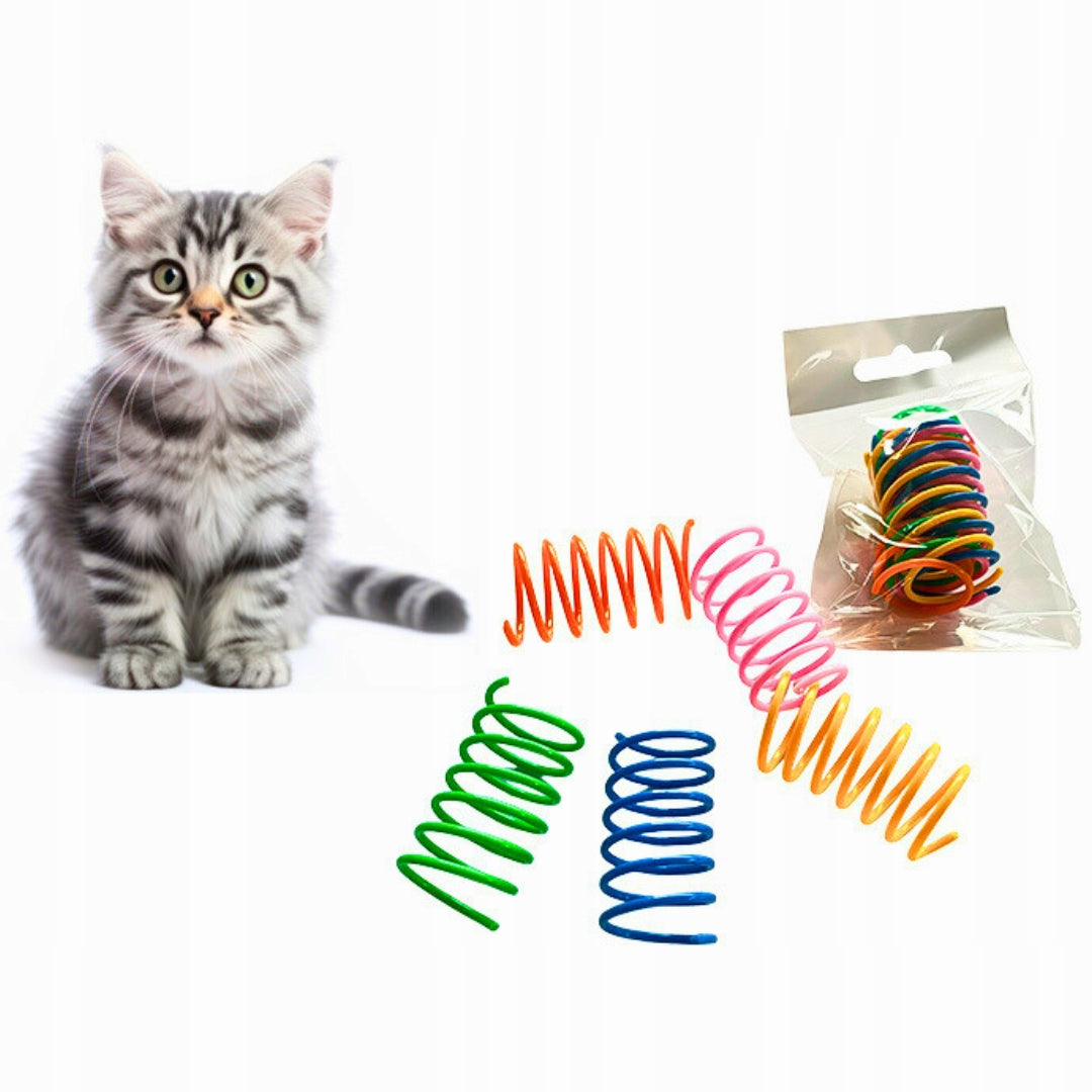 5x CAT SPRING CAT INTERACTIVE TOY COLORFUL SPIRALS SET