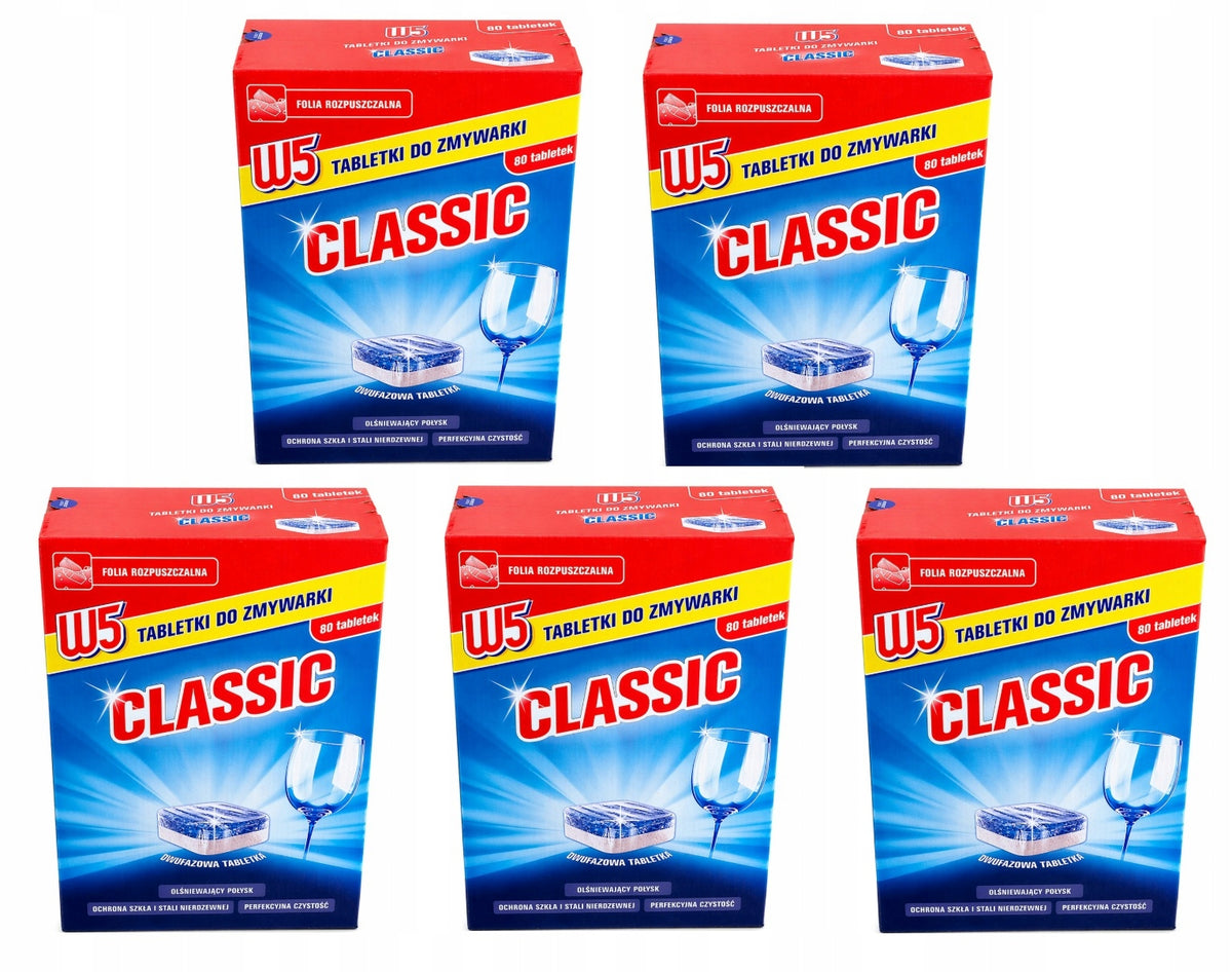 5x Dishwasher Tablets W5 Classic 80pcs