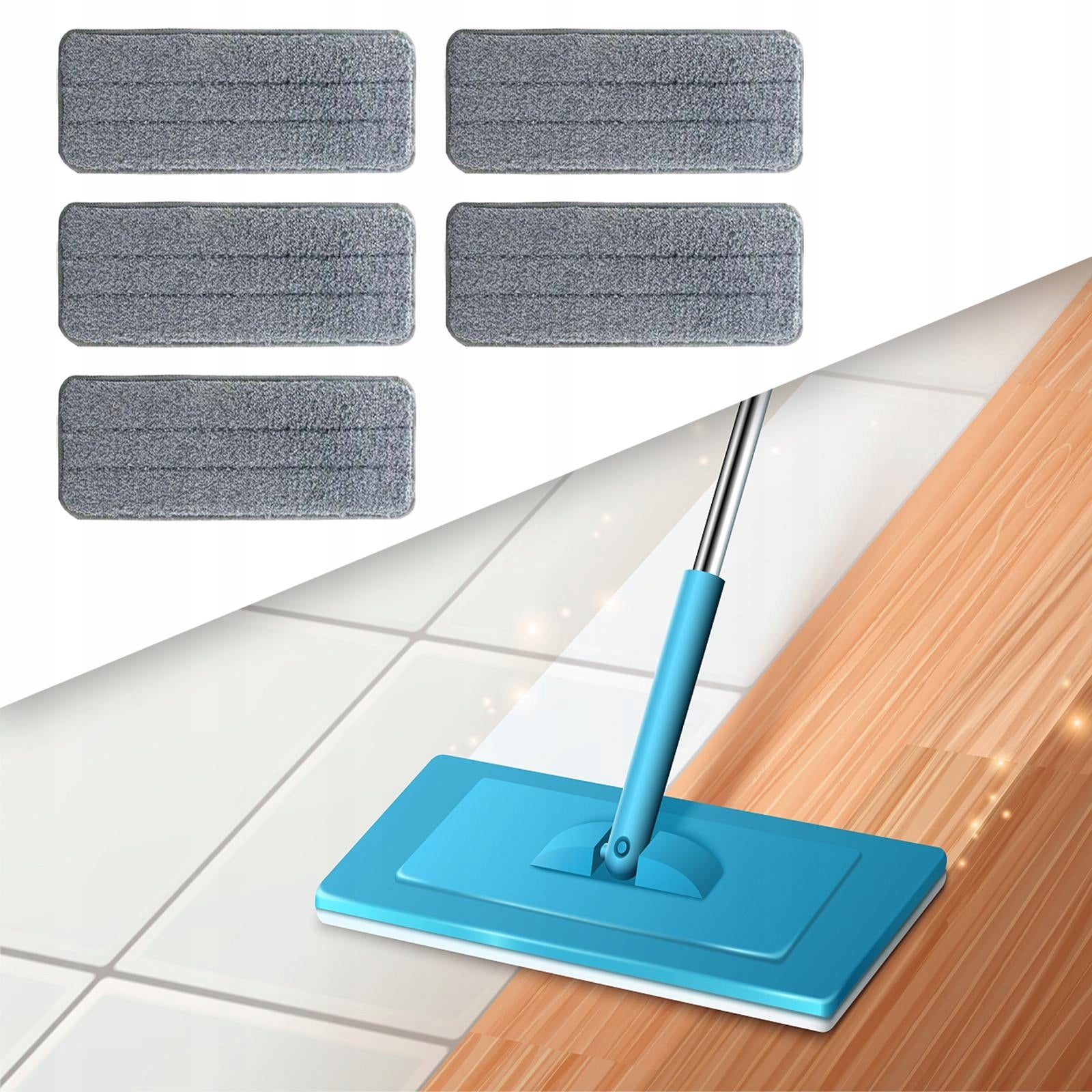 5x Quick Connect Mop Pads Mopping Parts Reusable Household Mops for Floor