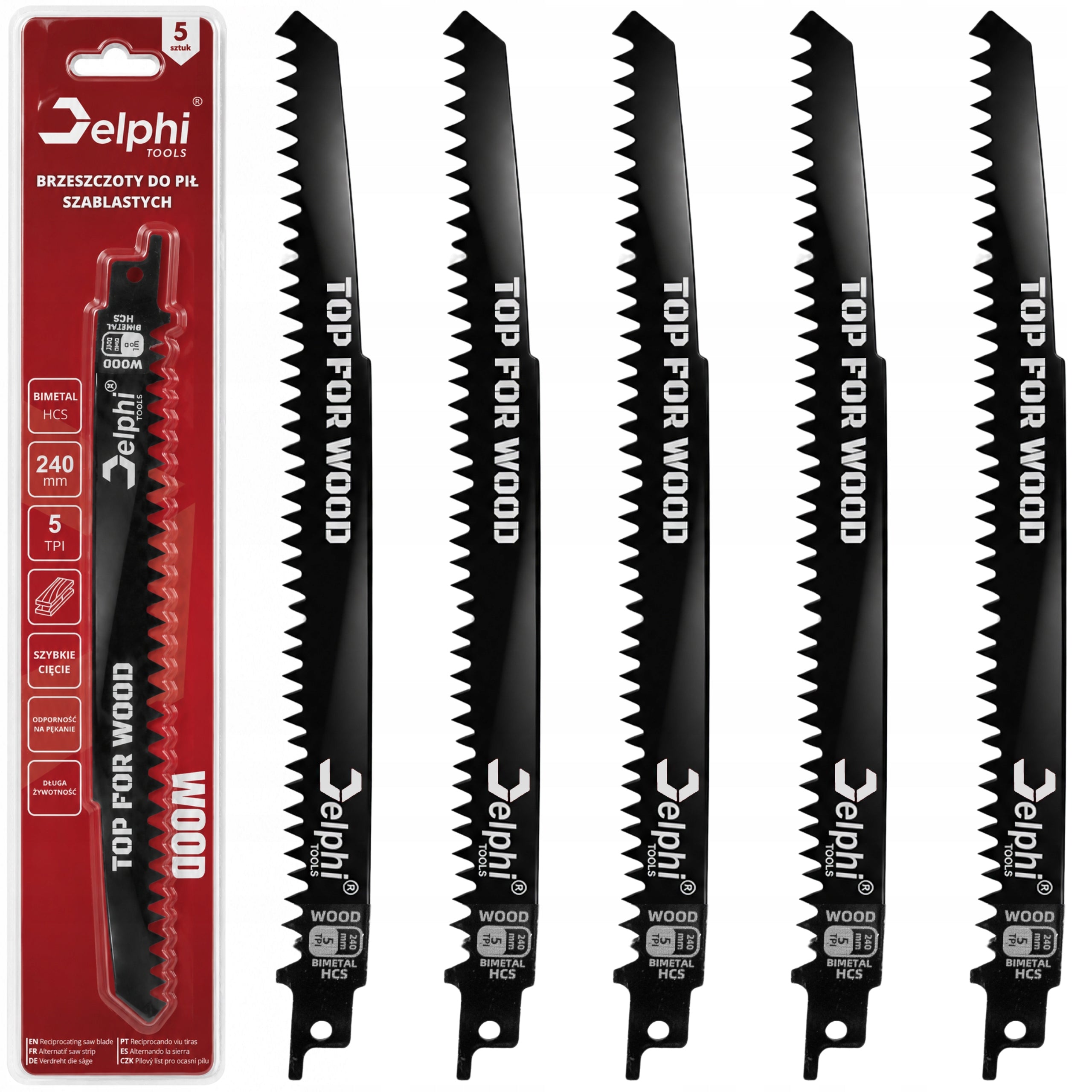 5x RECIPROCATING SAW BLADE WOOD JIGSAW KNIVES FOX TAIL 240mm