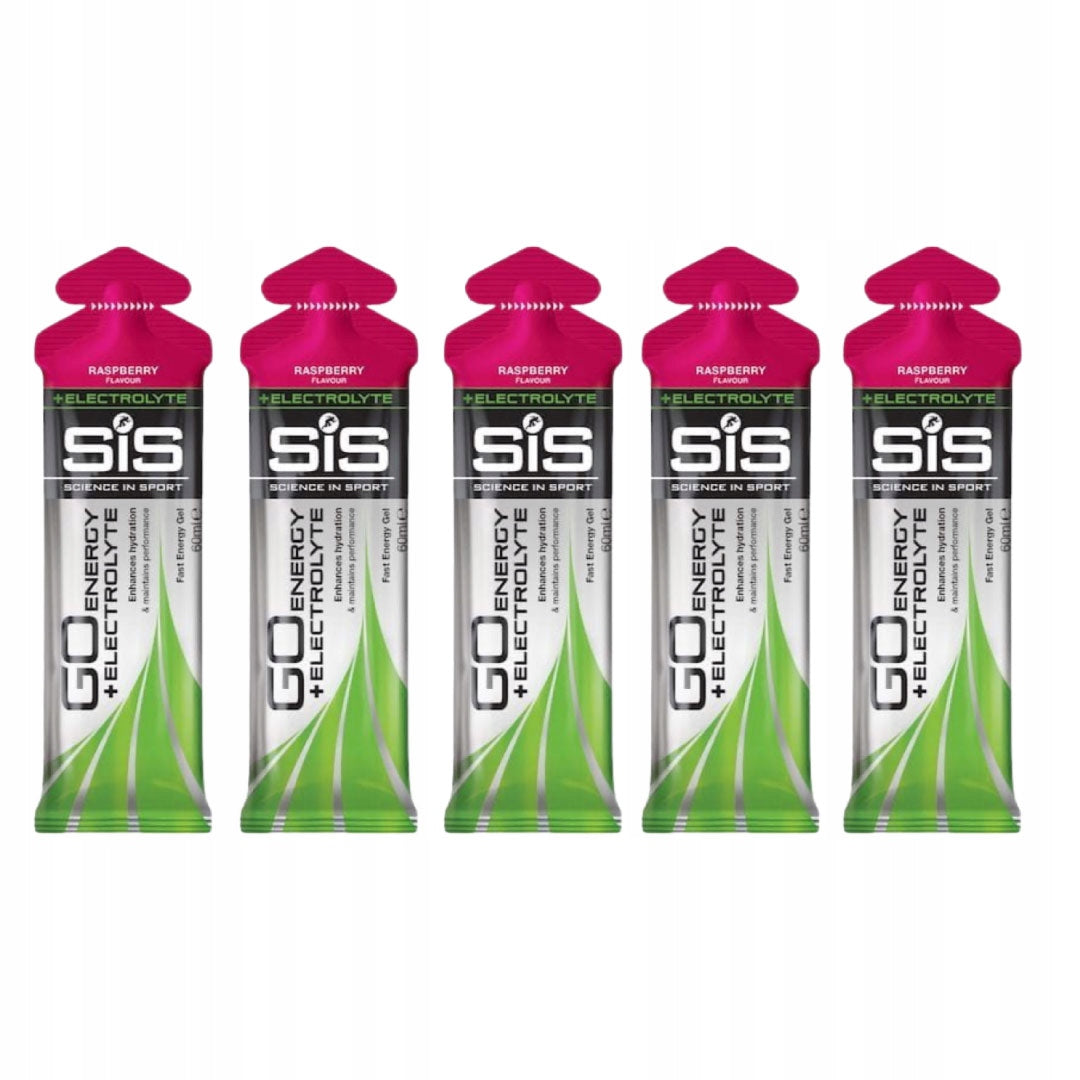 5x SIS energy gel with electrolytes 60ml raspberry energy gel