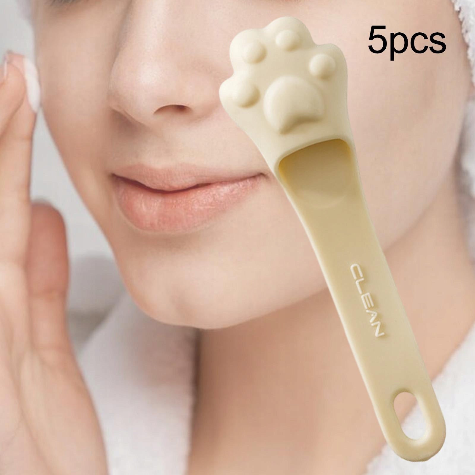 5x Silicone Facial Cleansing Brush Exfoliator Finger Pad Manual Beige