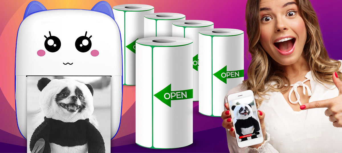 5x THERMAL PAPER SELF ADHESIVE ROLLS FOR MINI PRINTER PRINTERS Packaging status original