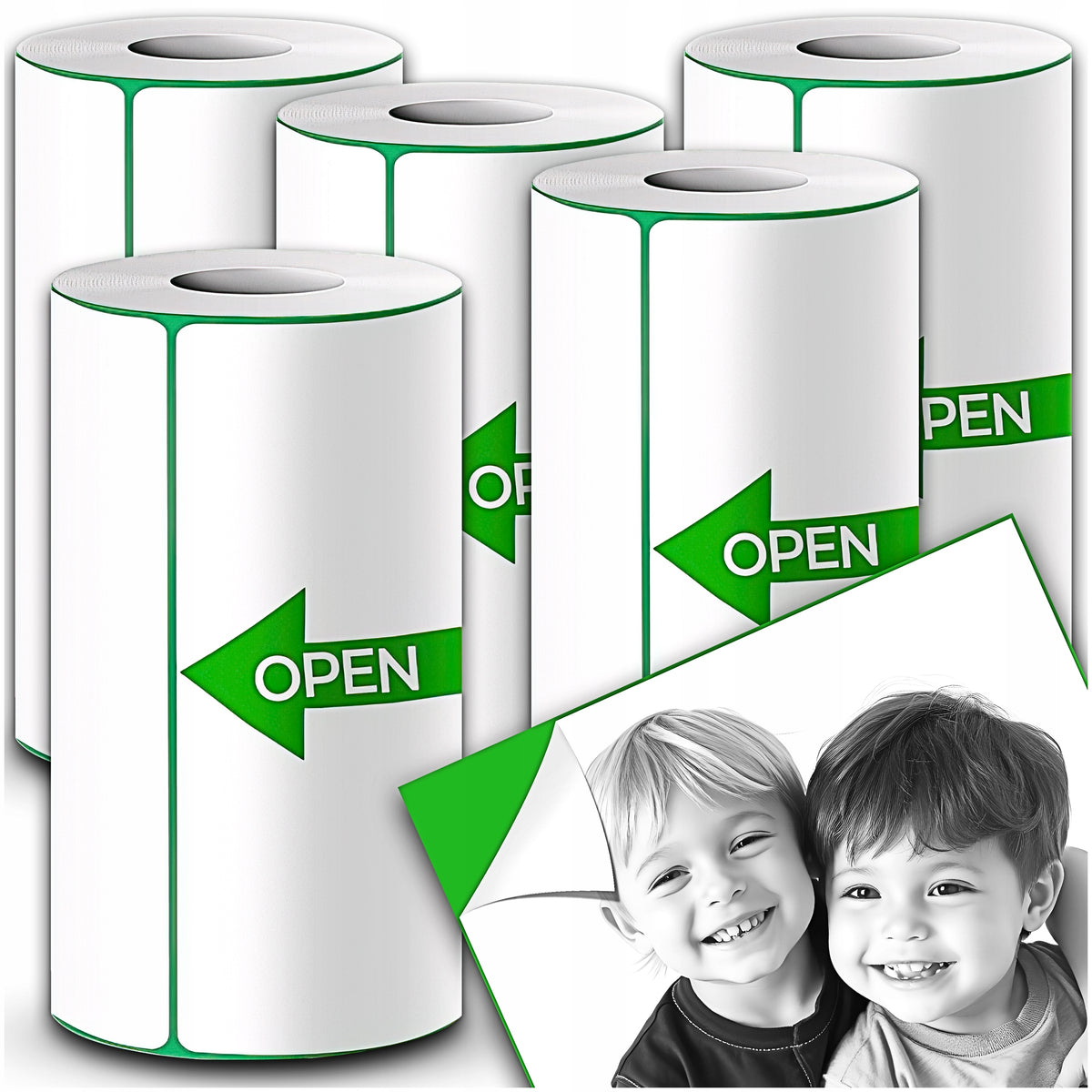 5x THERMAL PAPER SELF ADHESIVE ROLLS FOR MINI PRINTER PRINTERS