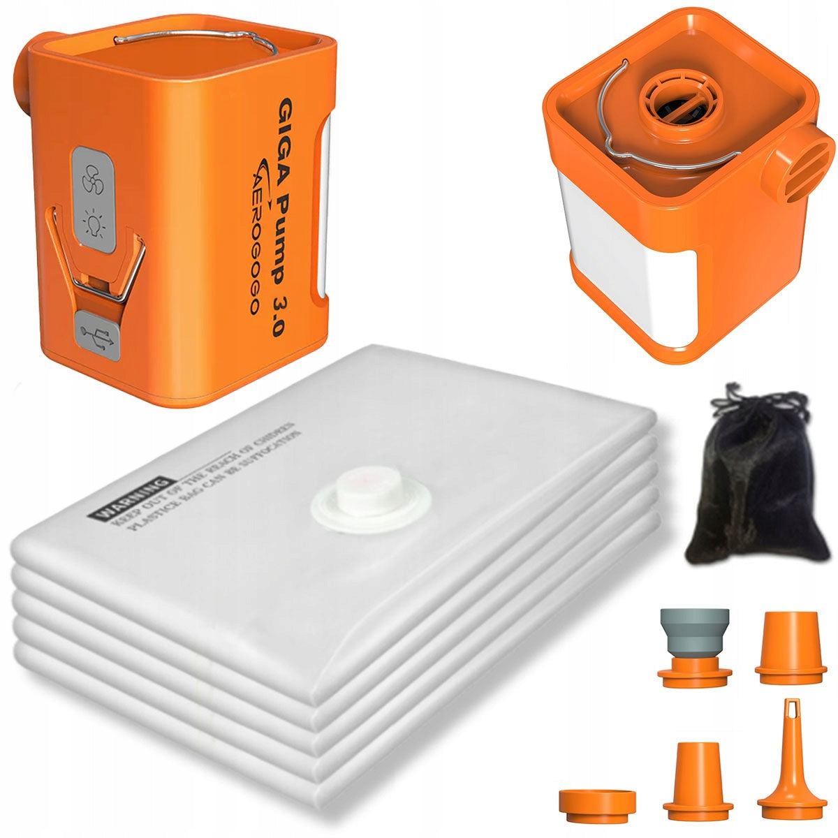 5x VACUUM Packing BAG + small Aerogogo 3.0 battery pump