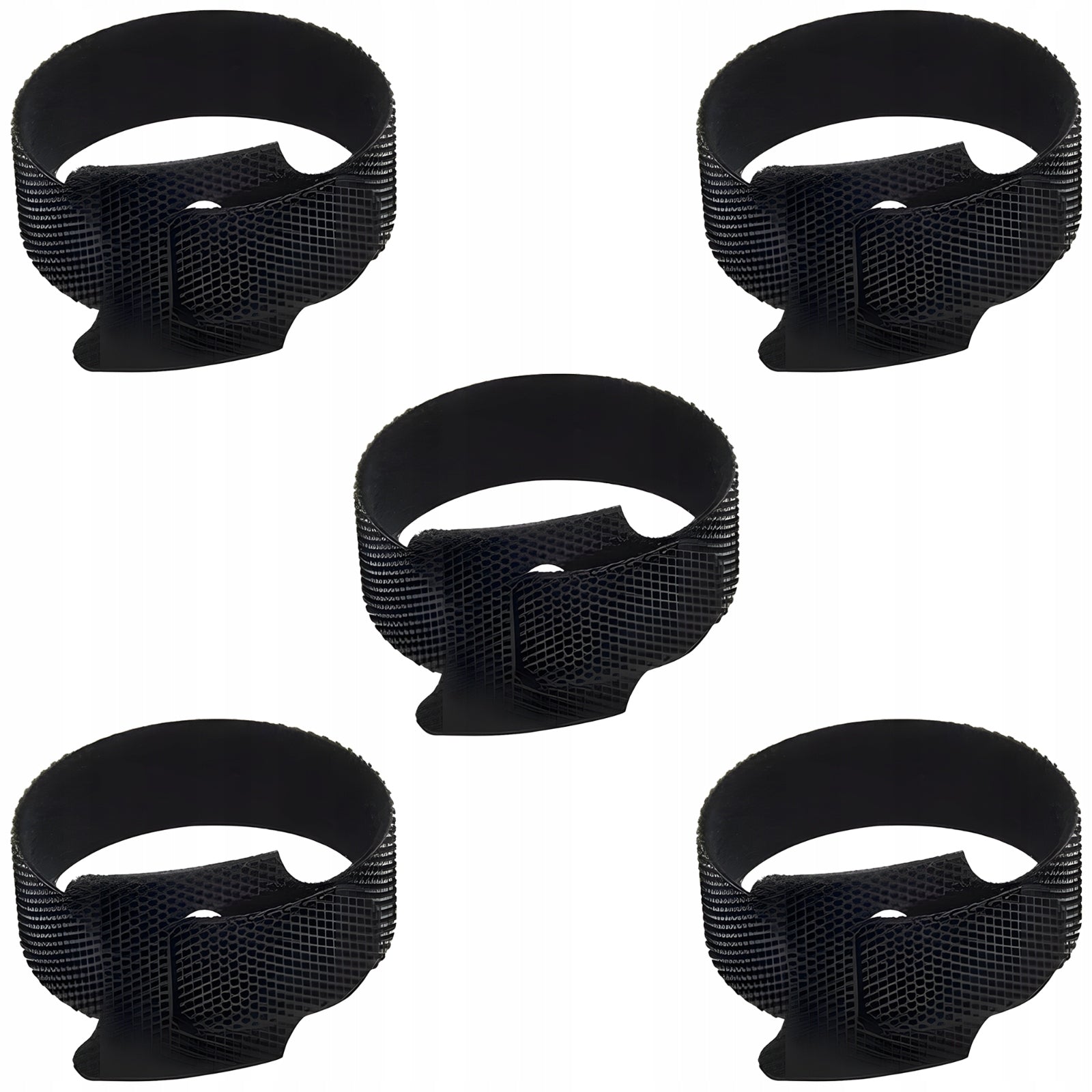 5x VELCRO TAPE ORGANIZER BAND FOR FASTENING CABLE WIRES BLACK 15cm