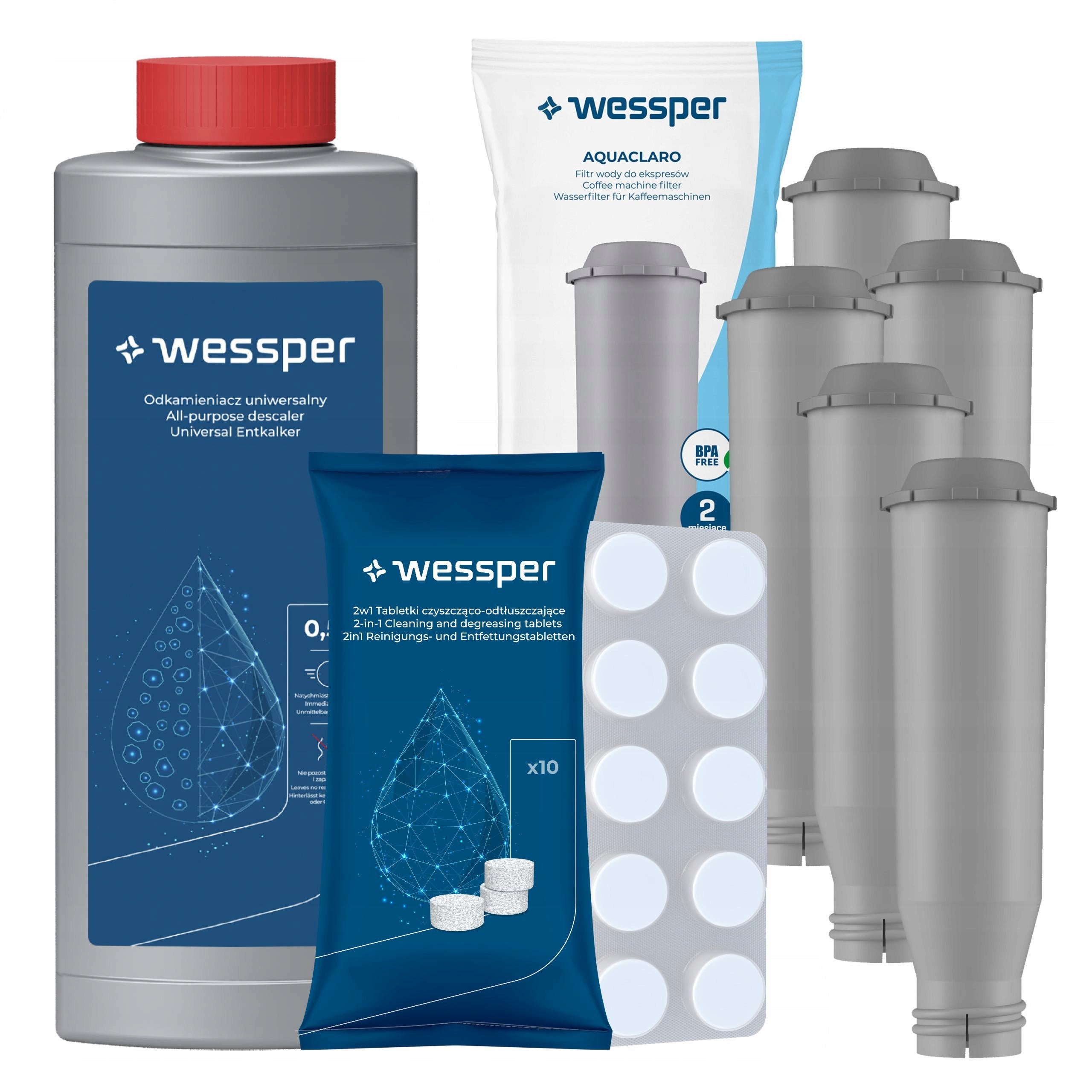 5x Water filter for Nivona machine + Descaler 0,5L + Tablets 10 pcs.