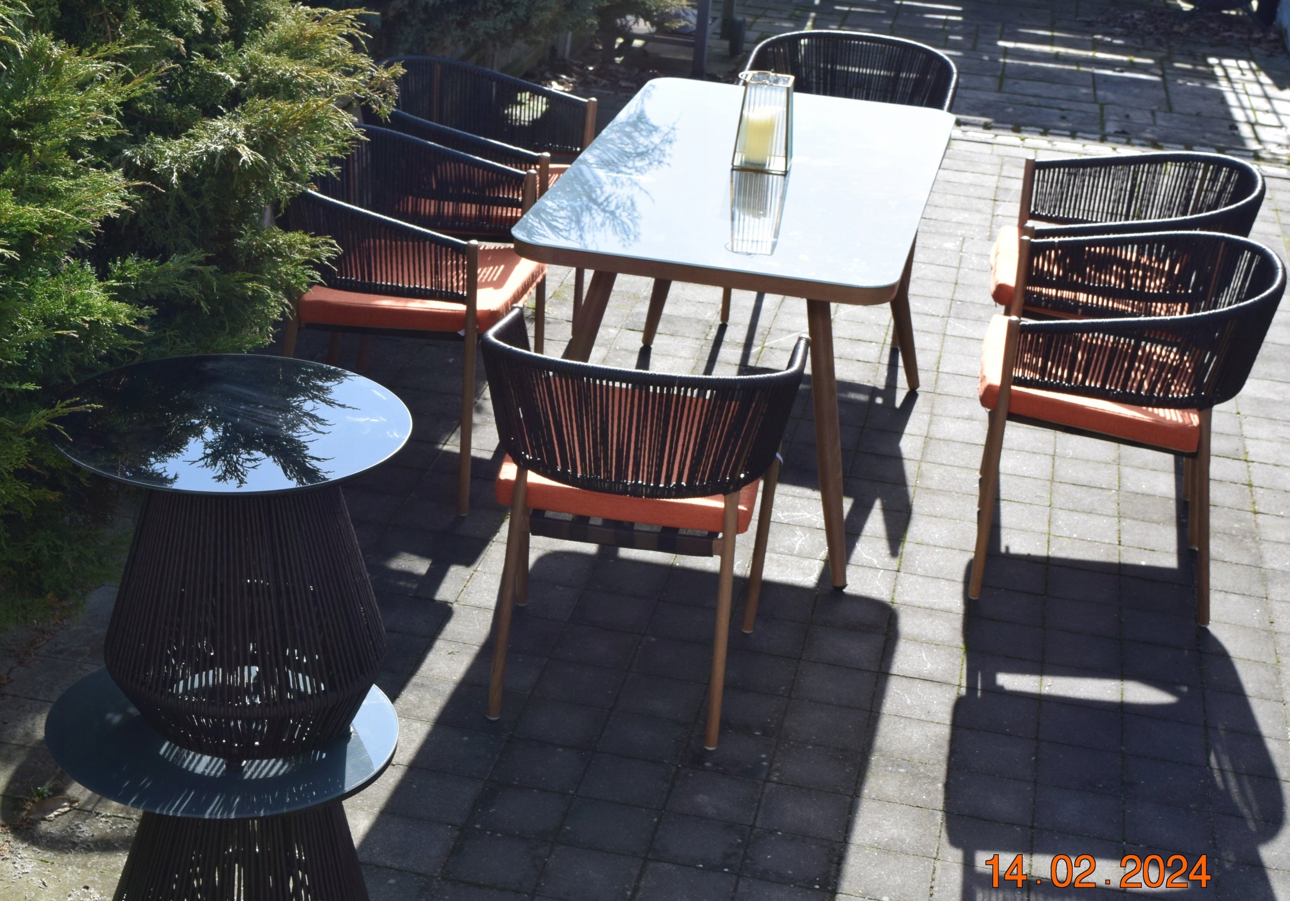 6+1 technoratan garden set dinner chair table Color black