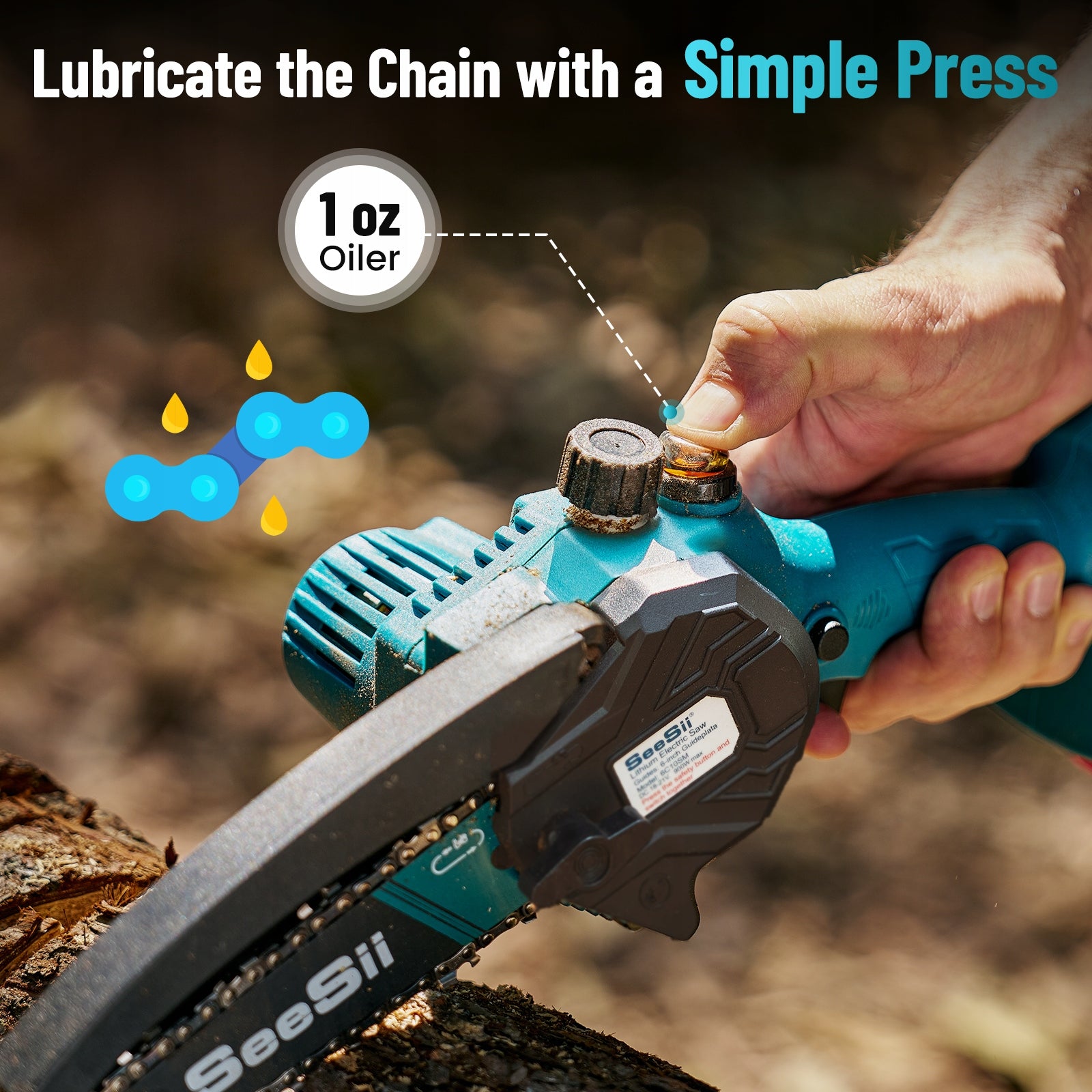6" 2 AKU CORDLESS CHAINSAW GARDEN CHAINSAW SEESII Series piła łańcuchowa akumulatorowa