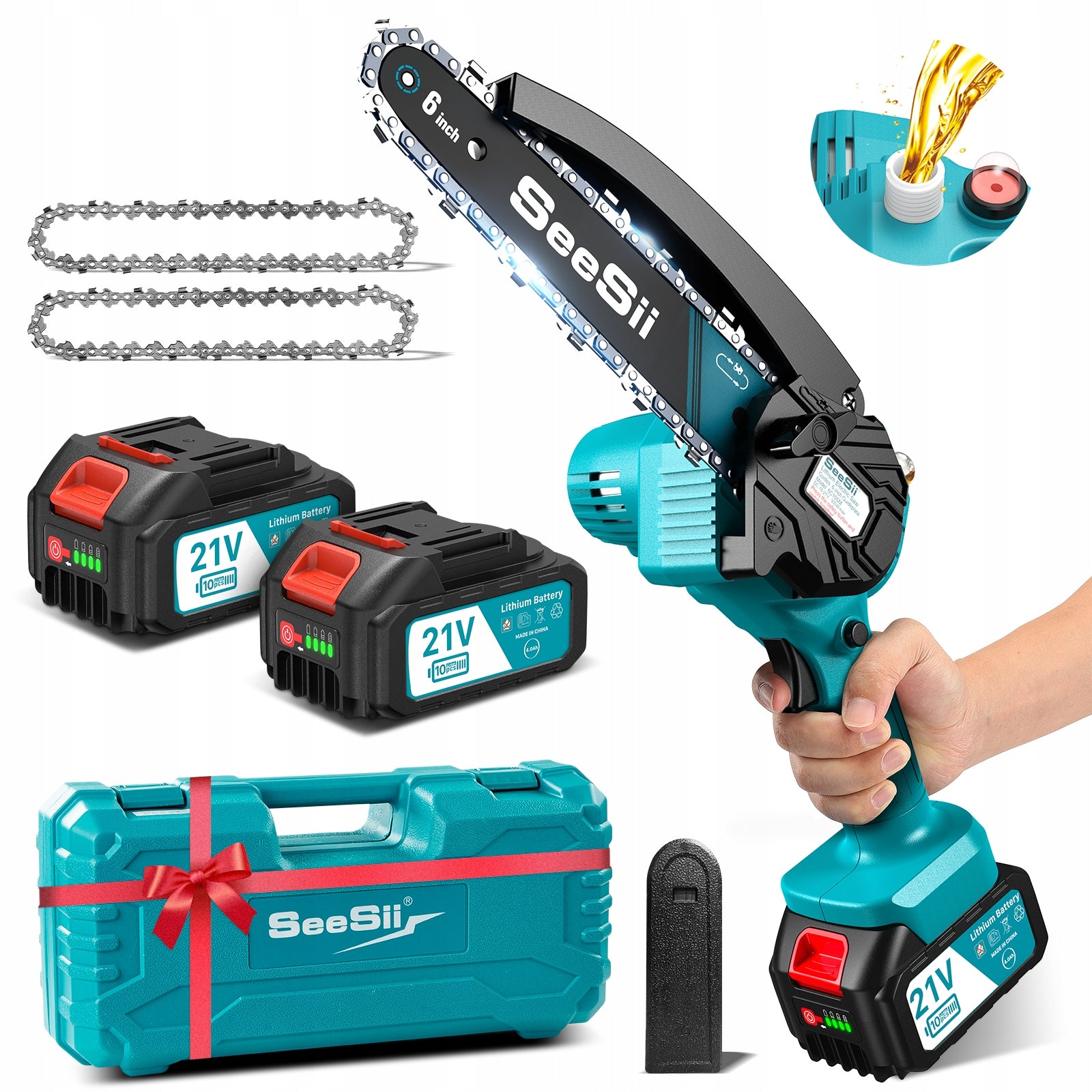 6" 2 AKU CORDLESS CHAINSAW GARDEN CHAINSAW SEESII