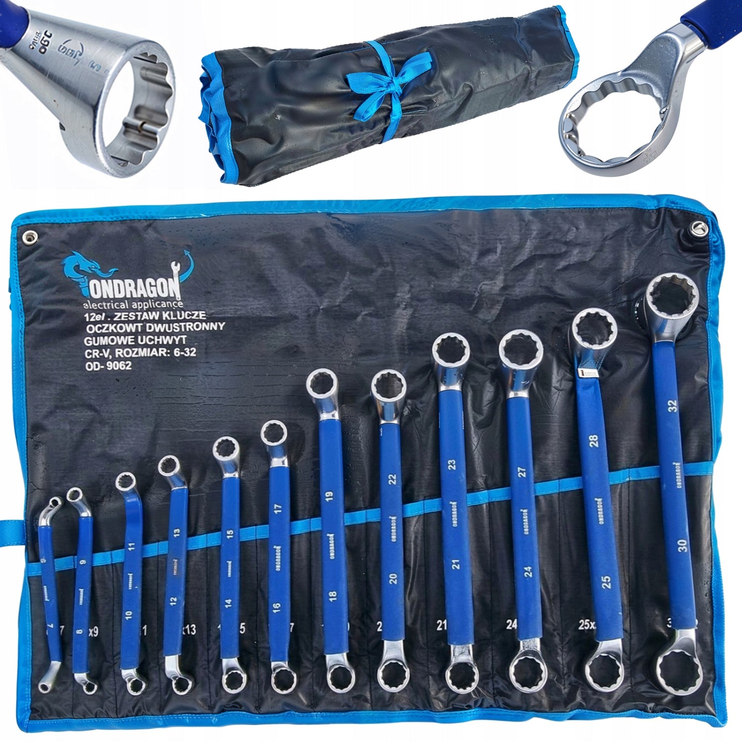 6-32 BENT DOUBLE-SIDED EYE WRENCHES WITH RUBBER SET 12EL CASE PRO