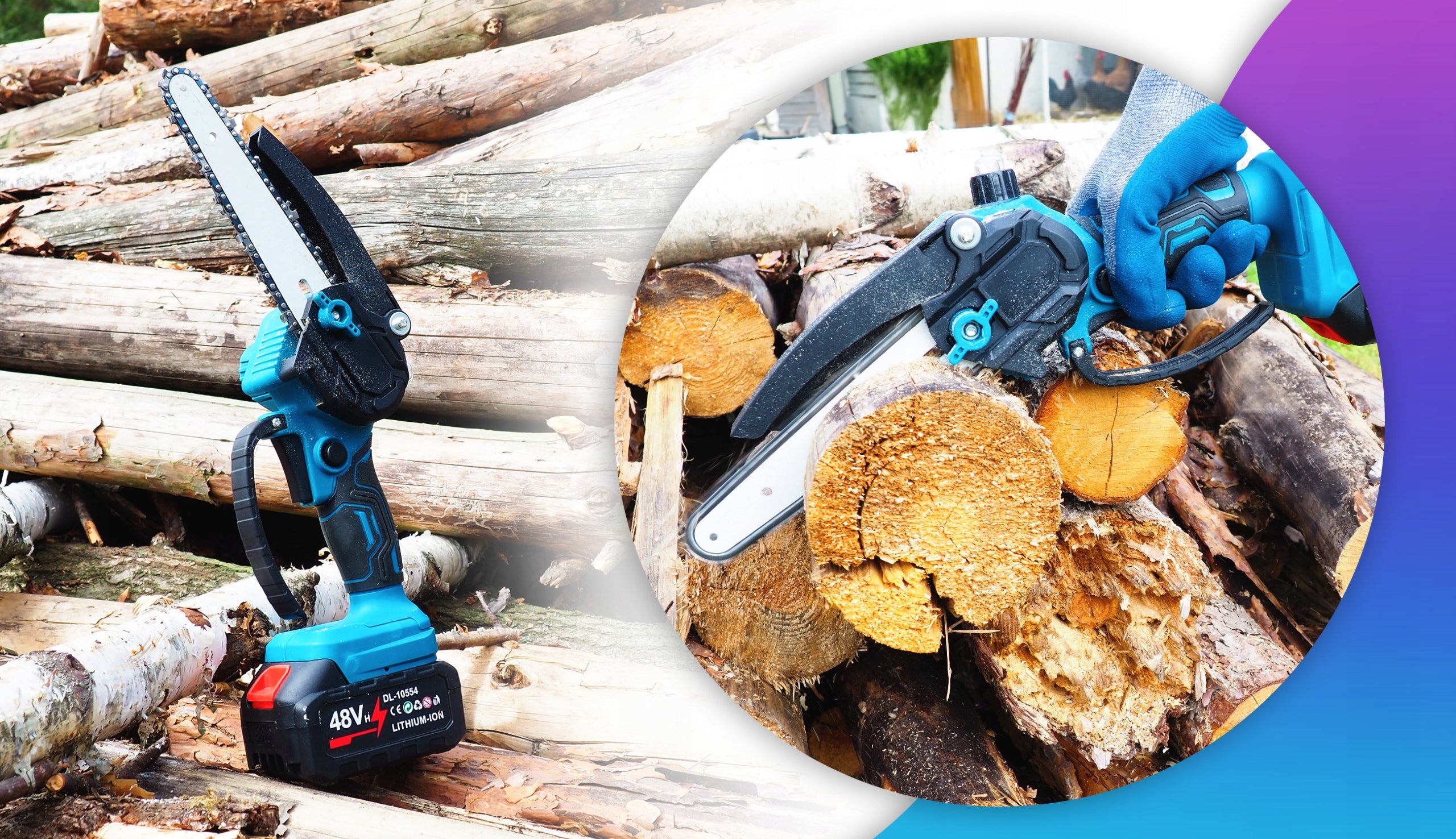 6" 8" CORDLESS ELECTRIC CHAINSAW FOR BRANCHES + 2x AKU 13000mAh Guide manufacturer other