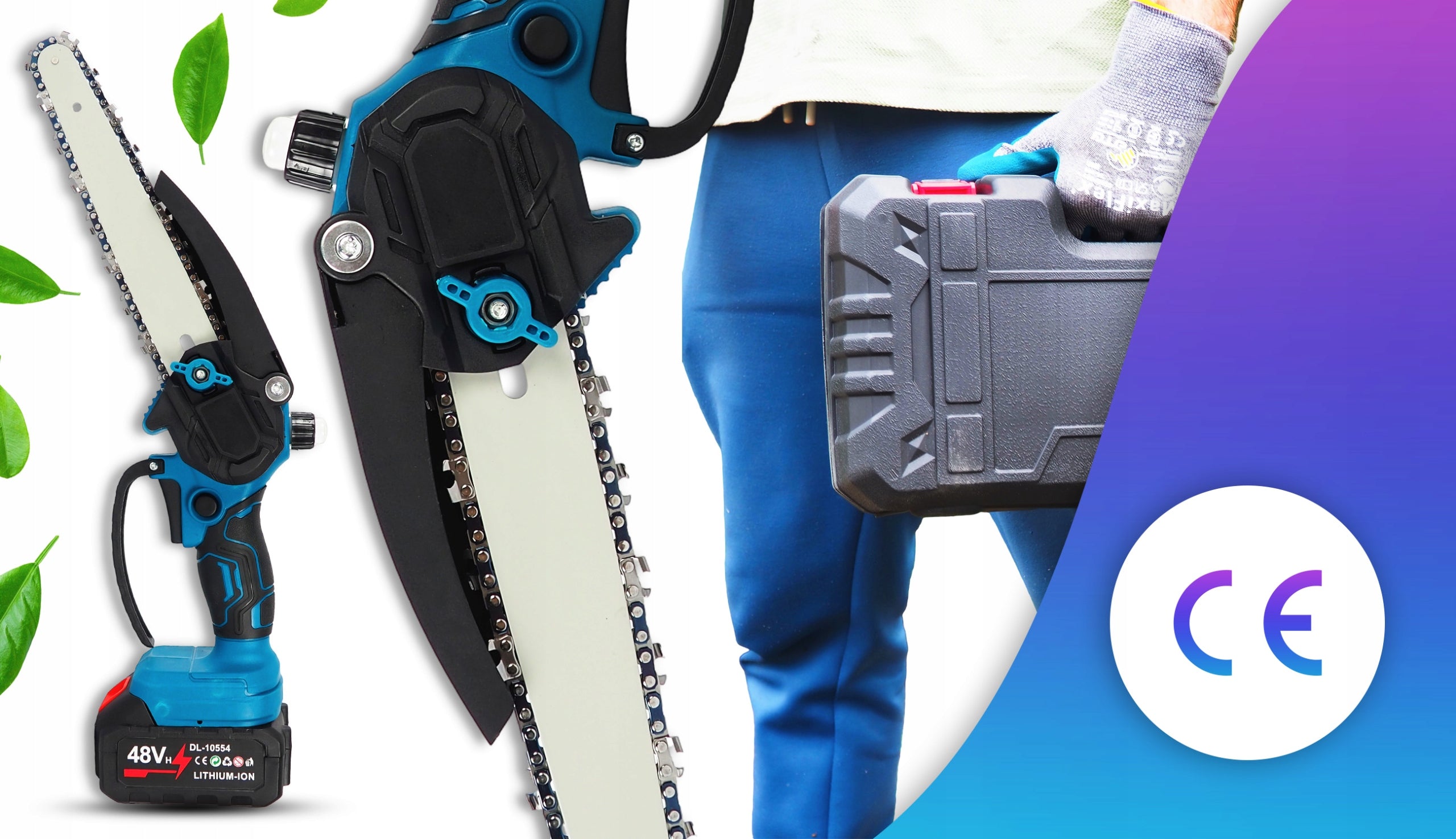 6" 8" CORDLESS ELECTRIC CHAINSAW FOR BRANCHES + 2x AKU 13000mAh Packaging status original