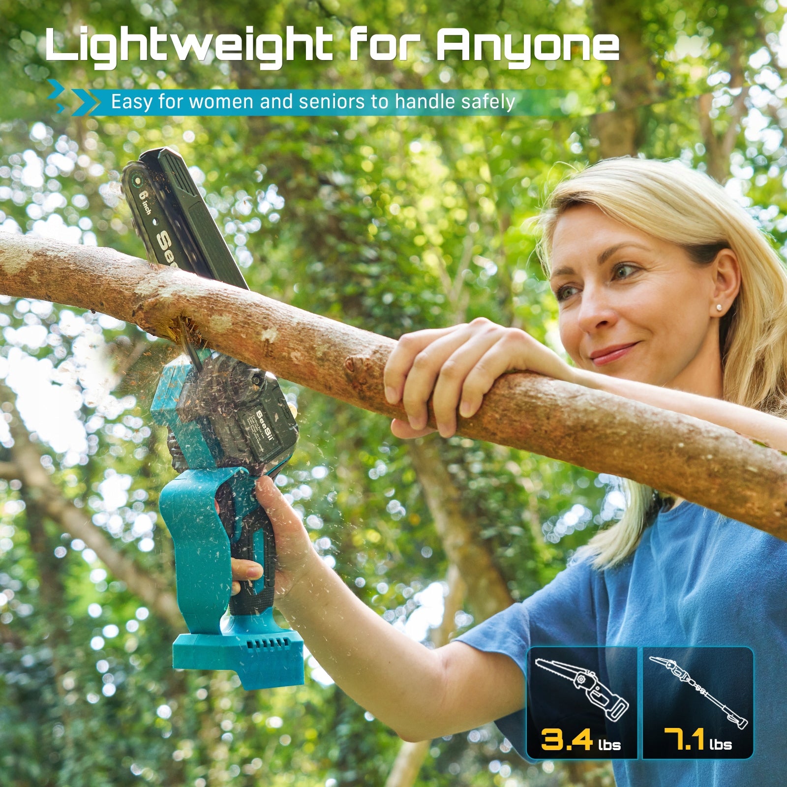 6" Brushless High Branch Saw–Double Battery SeeSii Number of batteries 2