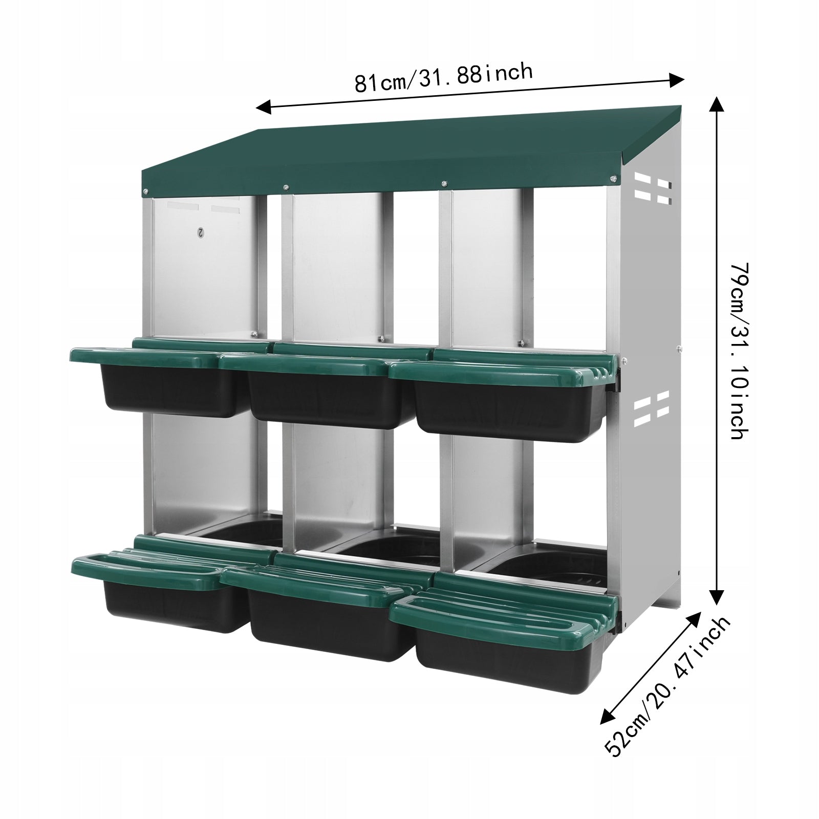 6 COMPARTMENTS CHICKEN NEST BOX GALVANISED STEEL POULTRY LAYING HEN BOX Packaging status original