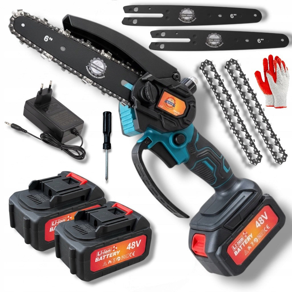 6" Cordless Chainsaw + Lubrication + Case 2 Batteries