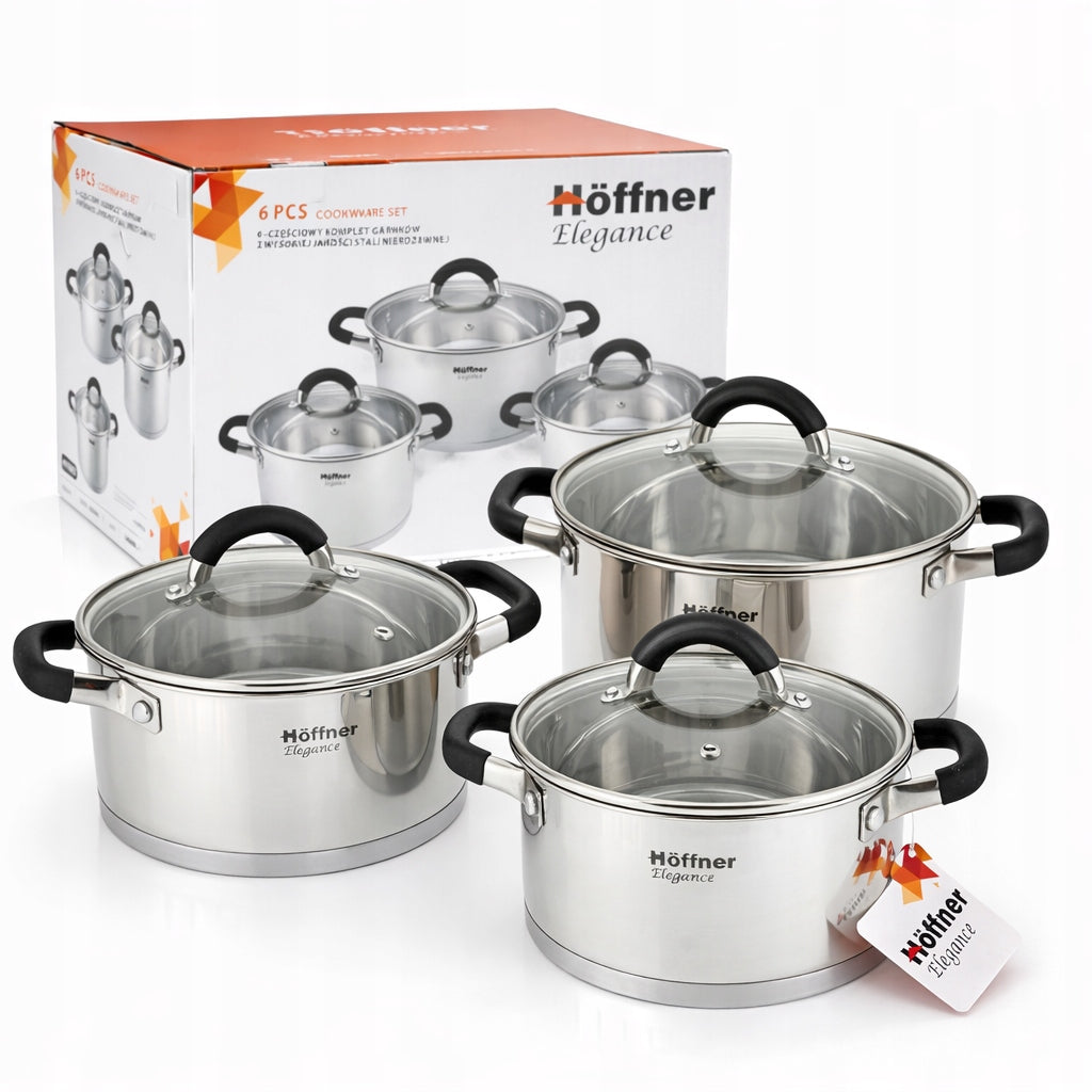 6 EL. STAINLESS STEEL POT SET INDUCTION GAS HOFFNER