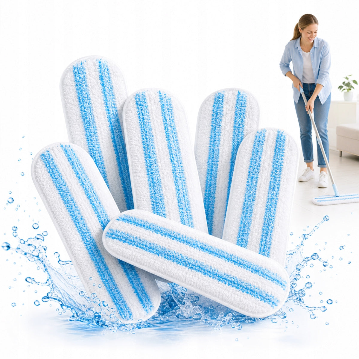 6 MICROFIBER CLOTHS FOR FLAT MOP EASY REPLACEMENT CAN BE WASHED