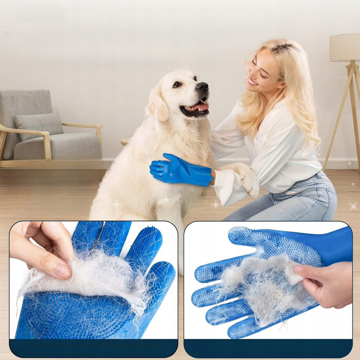 6 PCS HORSE CAT DOG GROOMING KIT - BATH GLOVE AND BRUSH Packaging status original