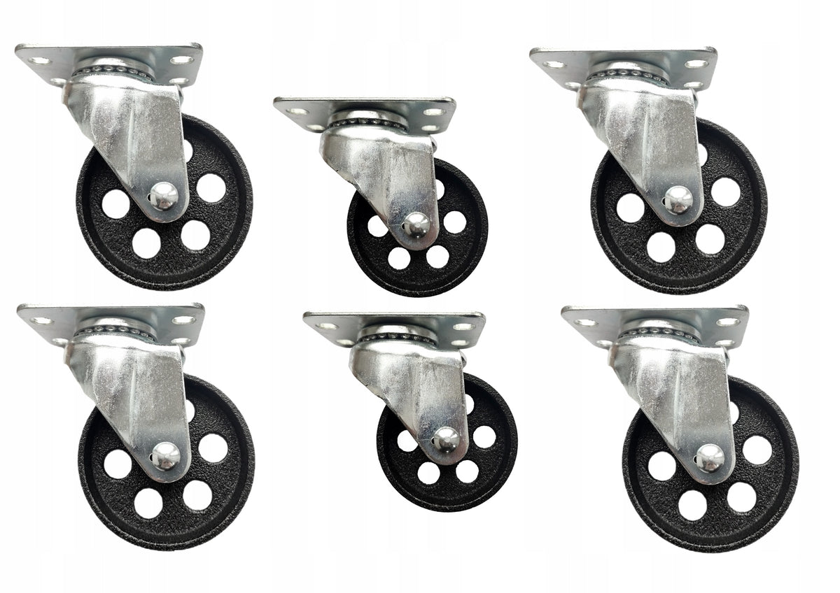6 PCS WORKSHOP CRANE WHEELS 4 x 88mm 2 x 75mm SWIVEL WHEEL