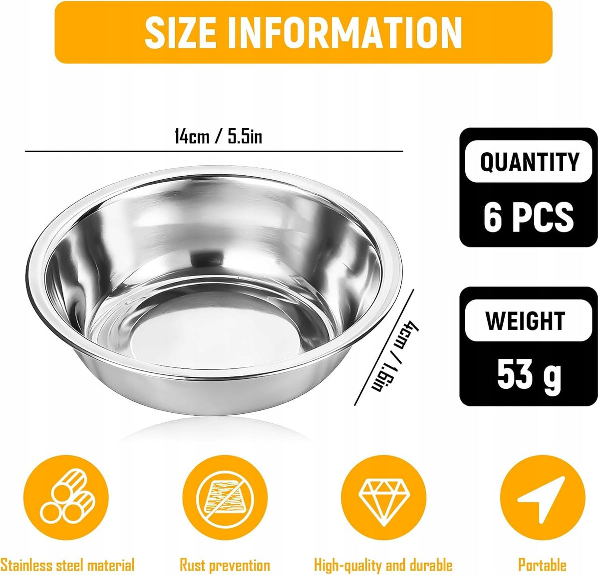 6-PIECE STAINLESS STEEL CAT BOWL SET WIDE PLATE Brand no brand