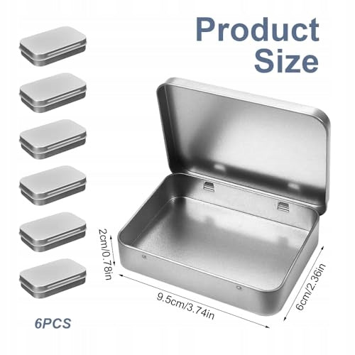 6 PIECES OF METAL FOOD CONTAINERS WITH HOVERS 9 5 X 6 X 2 CM PIECES Brand no brand