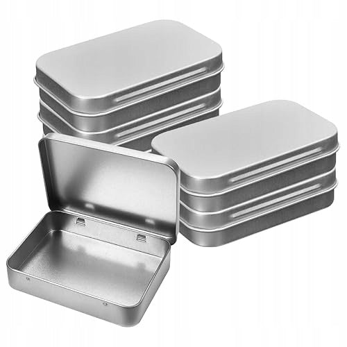 6 PIECES OF METAL FOOD CONTAINERS WITH HOVERS 9 5 X 6 X 2 CM PIECES