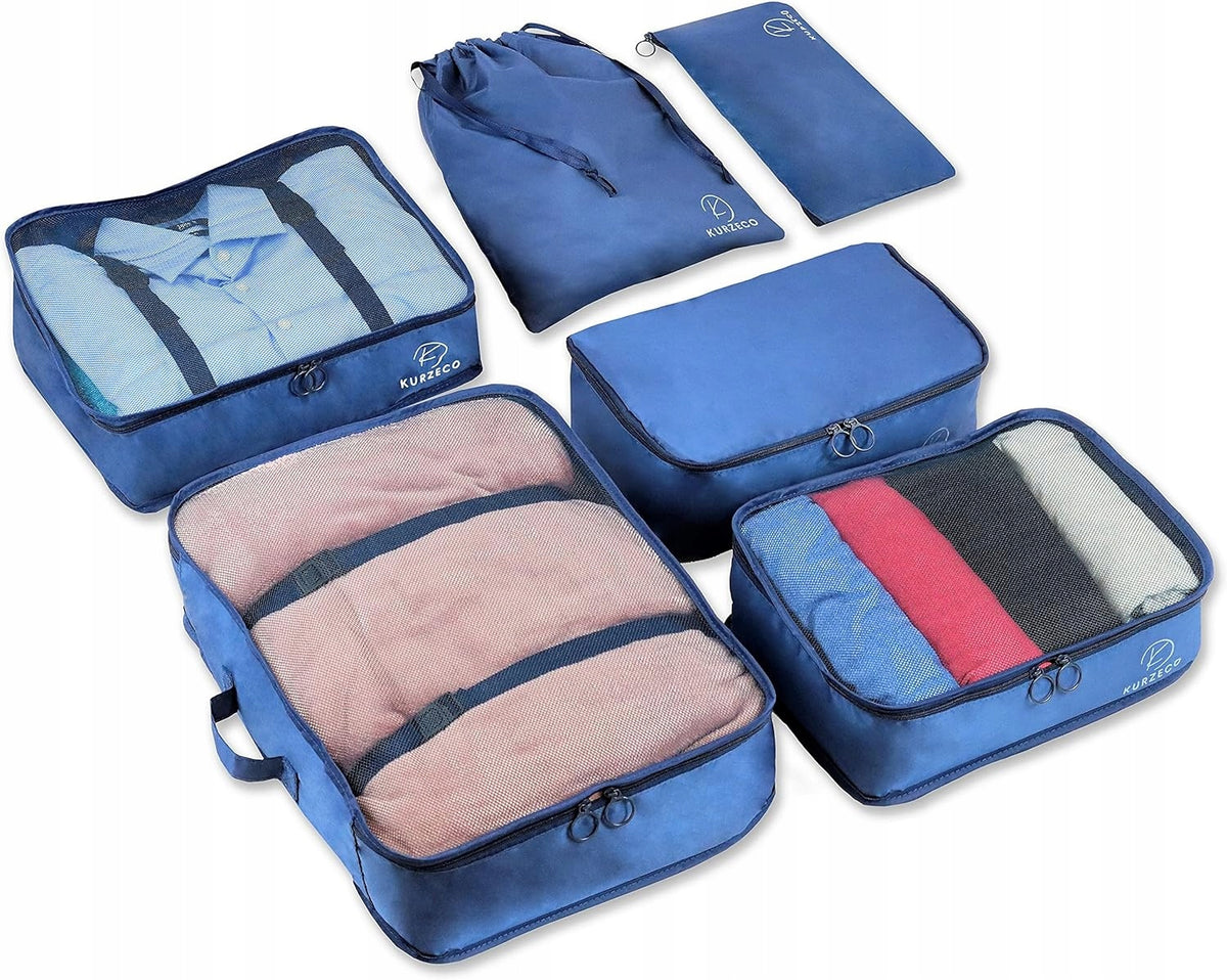 6-Piece Suitcase Organizer Set, Blue, Waterproof, Cubes Color blue