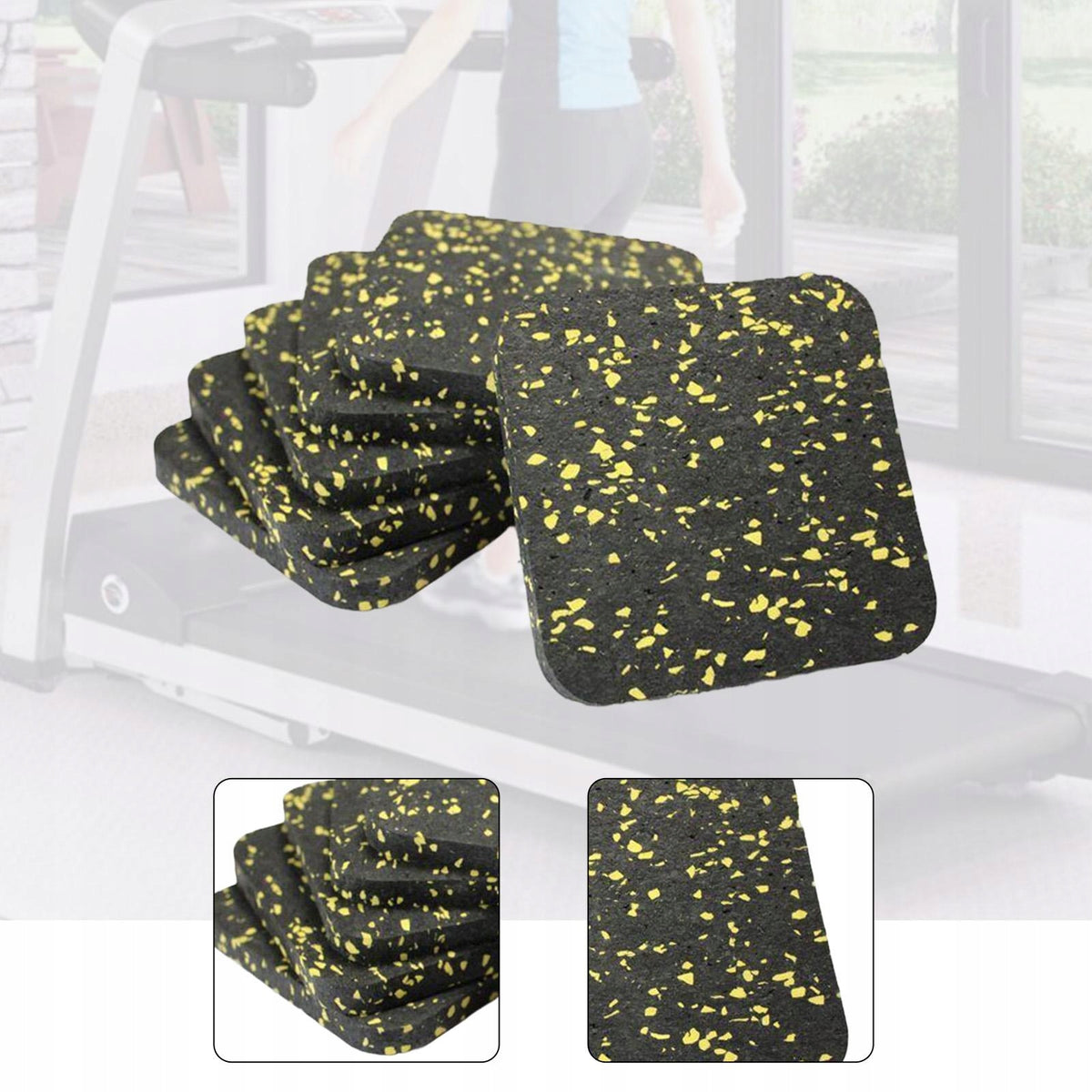 6 Pieces Treadmill Mat Non Slip Exercise Equipment Mat Rubber Anti yellow Packaging status original
