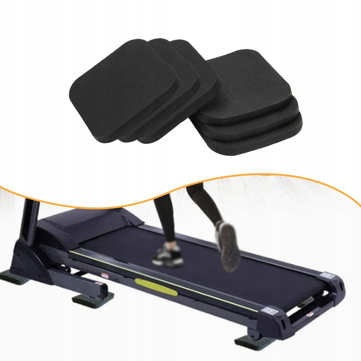 6 Pieces Treadmill Mats Exercise Bike Mat Anti Vibration Mat black