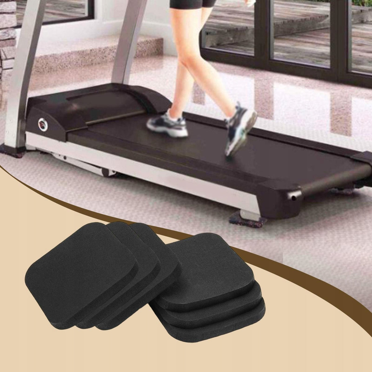 6 Pieces Treadmill Mats Exercise Equipment Pad Rubber Anti Vibration black